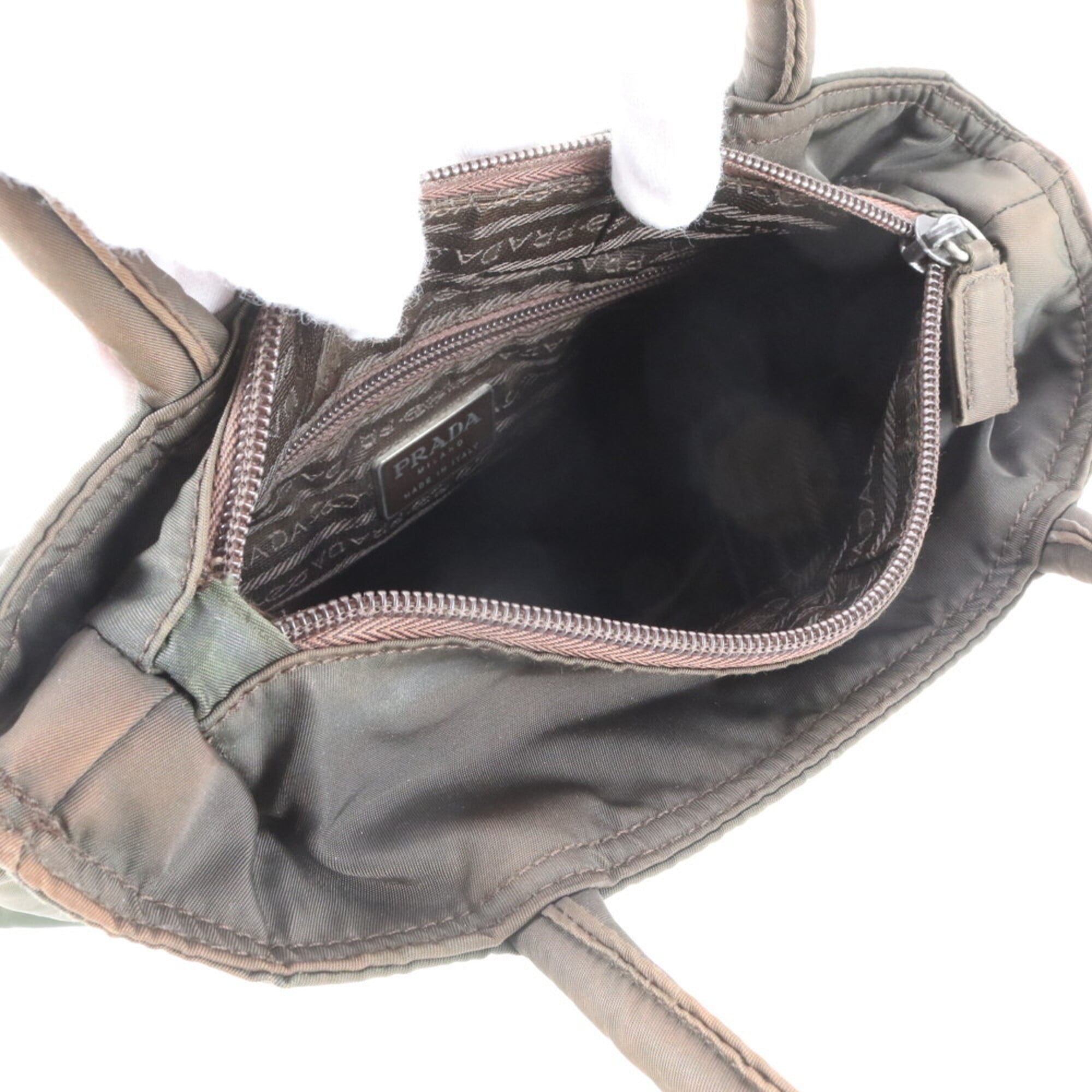 Prada Green Khaki Handbag Shoulder Bag Tote Bag (Pre-Owned)