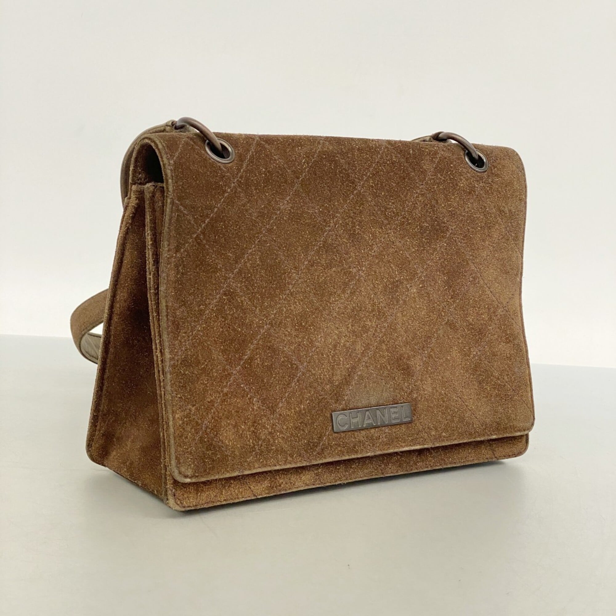 Chanel Dark Brown Suede Shoulder Bag (Pre-Owned)