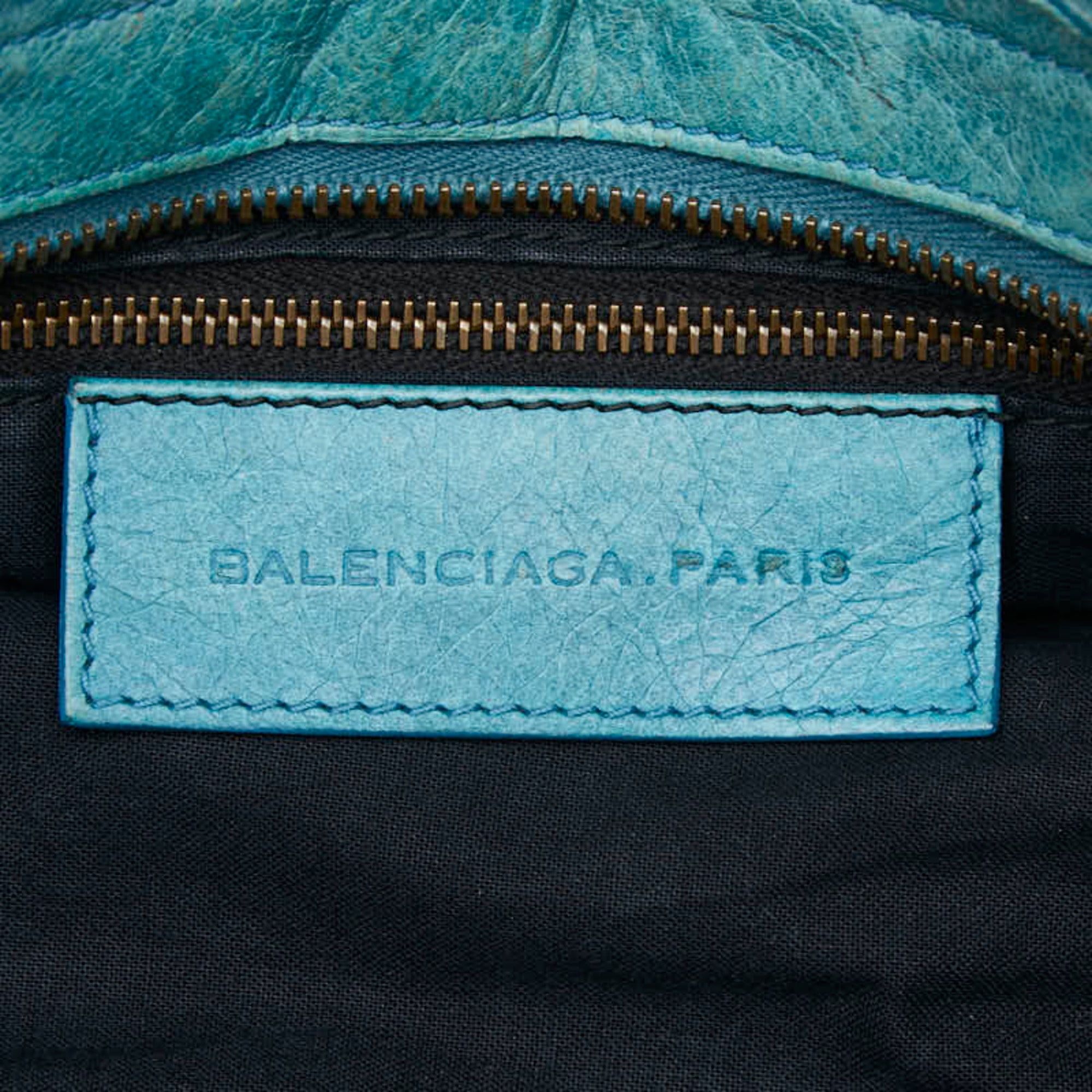 Balenciaga Light Blue Leather Handbag Shoulder Bag (Pre-Owned)
