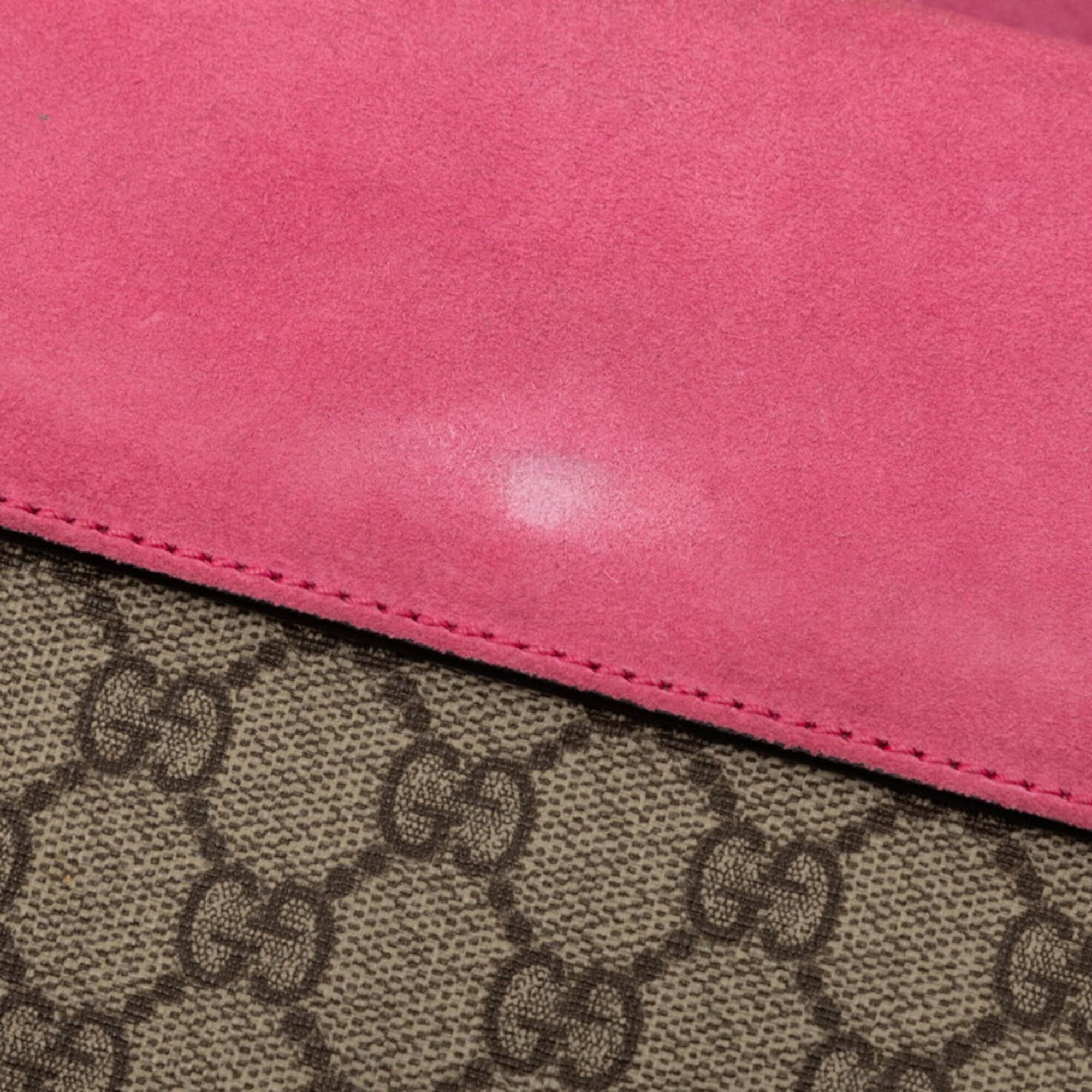 Gucci Beige Pink Pvc Suede Shoulder Bag (Pre-Owned)