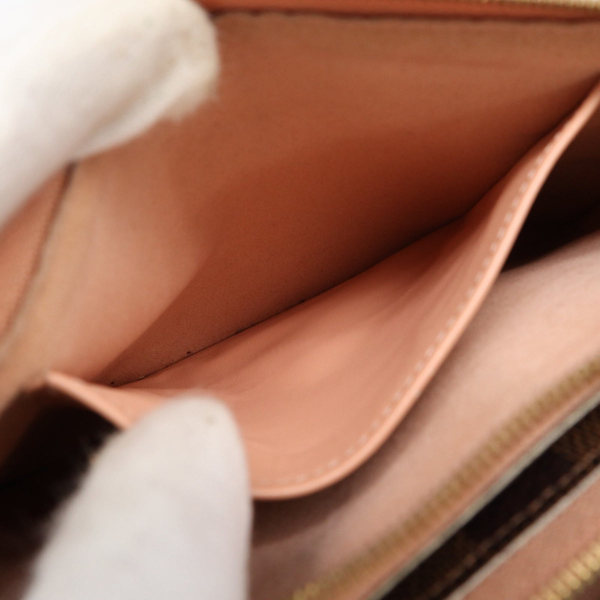 Louis Vuitton Beige Pink Brown Damier Canvas Galle Coated Canvas Leather Pochette Shoulder Bag (Pre-Owned)