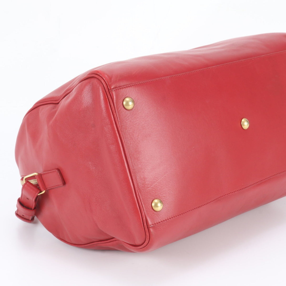 Saint Laurent Red Color Leather Boston Bag Crossbody Bag Handbag Shoulder Bag Tote Bag (Pre-Owned)