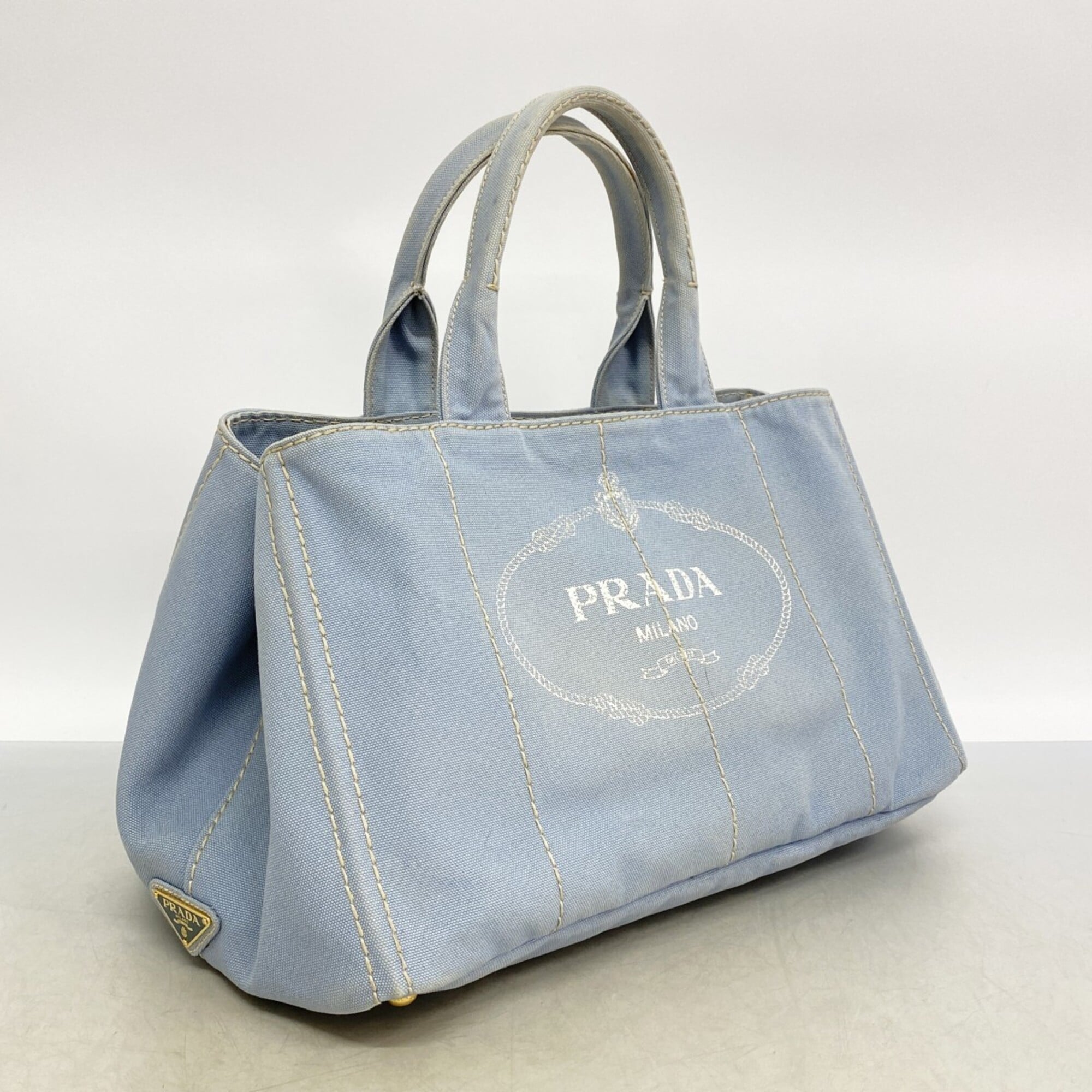 Prada Sky Blue Canvas Tote Bag (Pre-Owned)