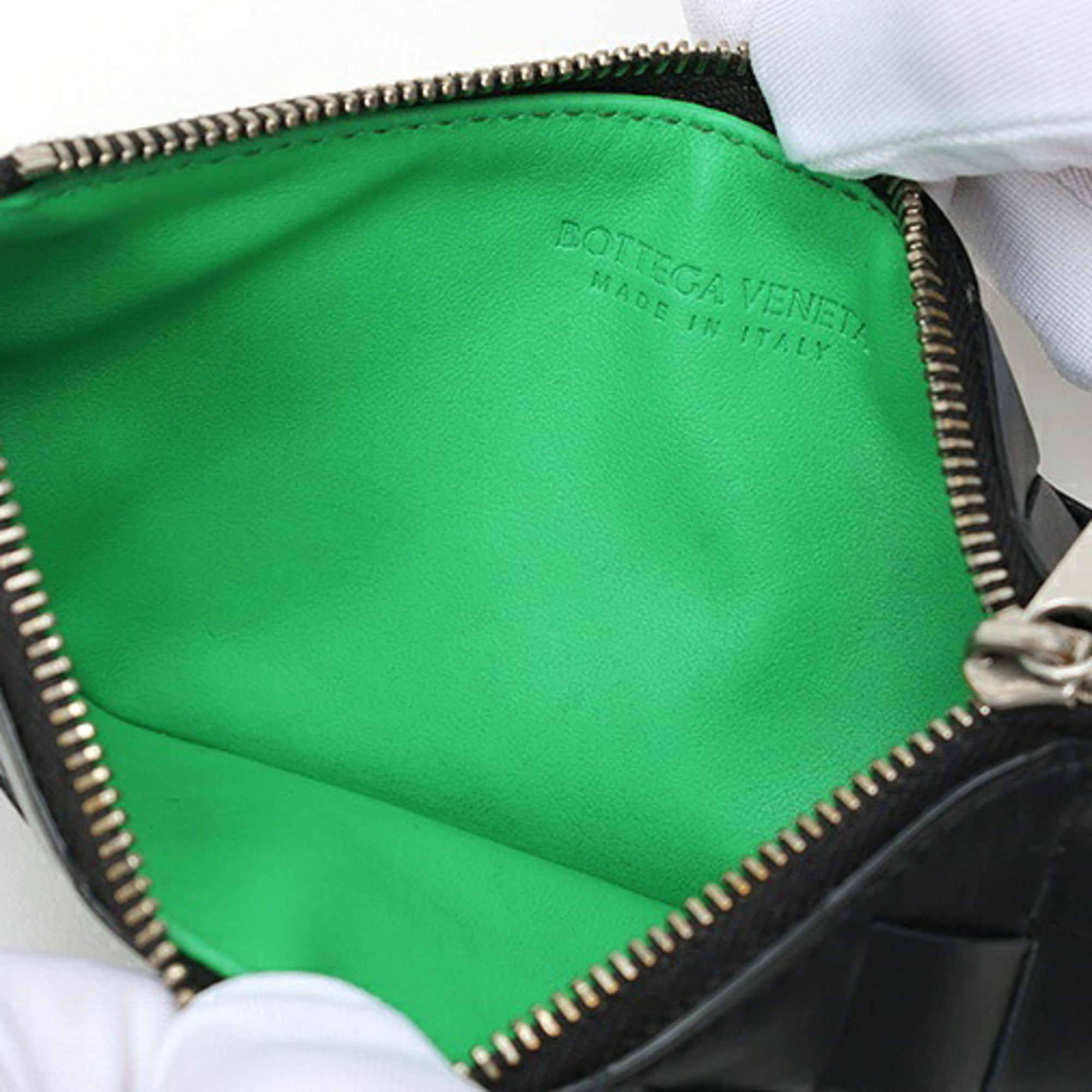 Bottega Veneta Black Green Leather Coin Purse/Coin Case (Pre-Owned)