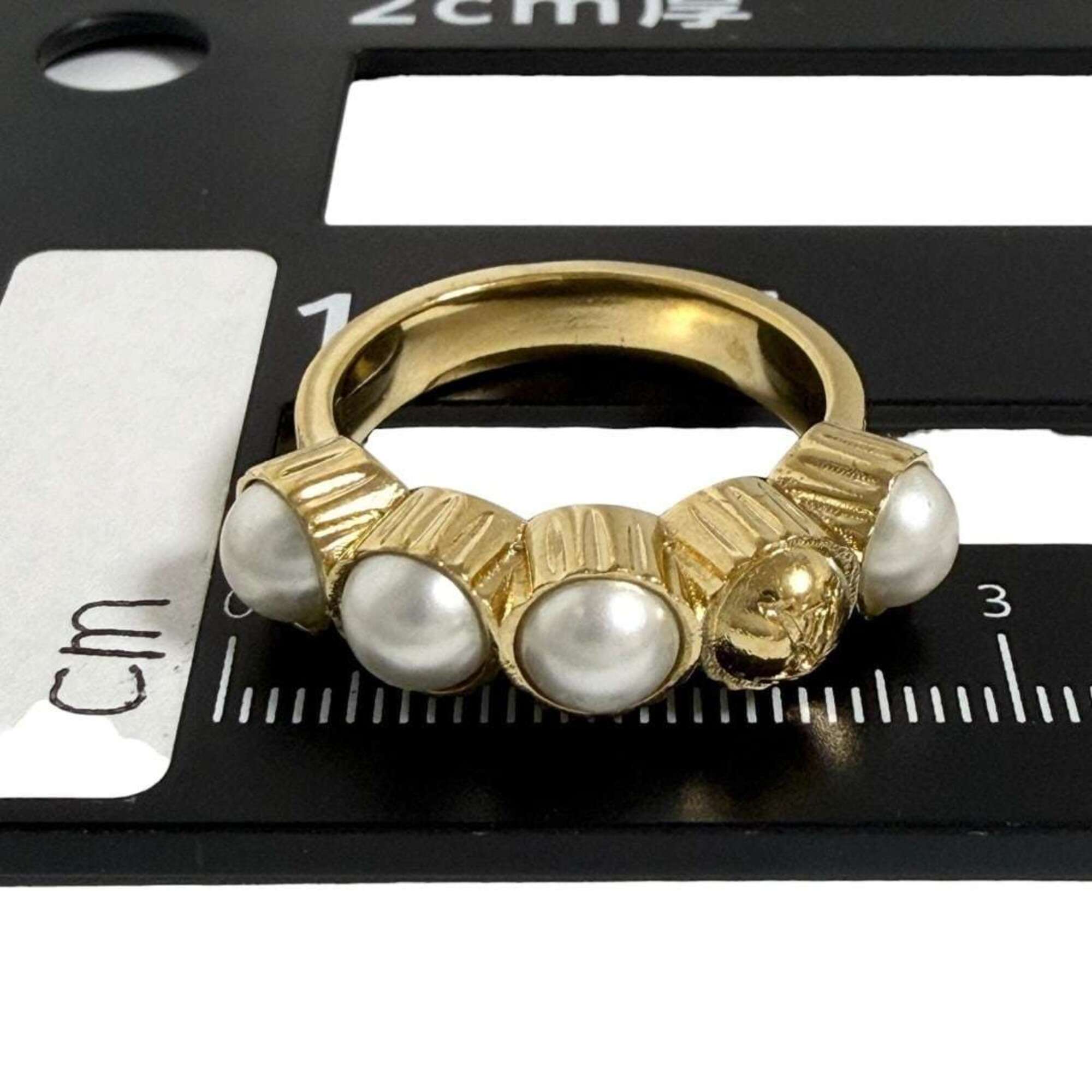 Louis Vuitton Artificial Pearl Metal Band Ring (Pre-Owned)