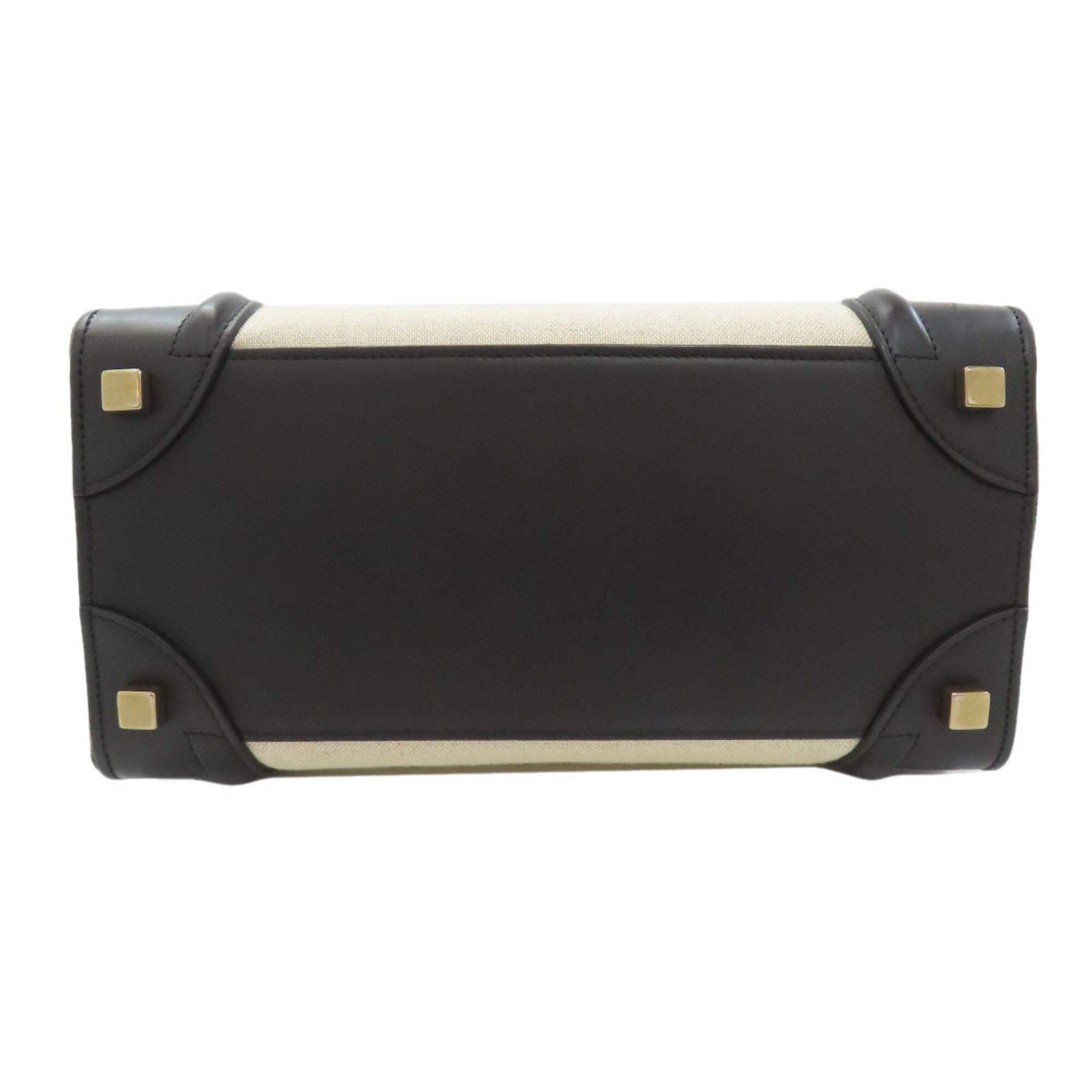 Celine Black Green White Leather Canvas Handbag (Pre-Owned)
