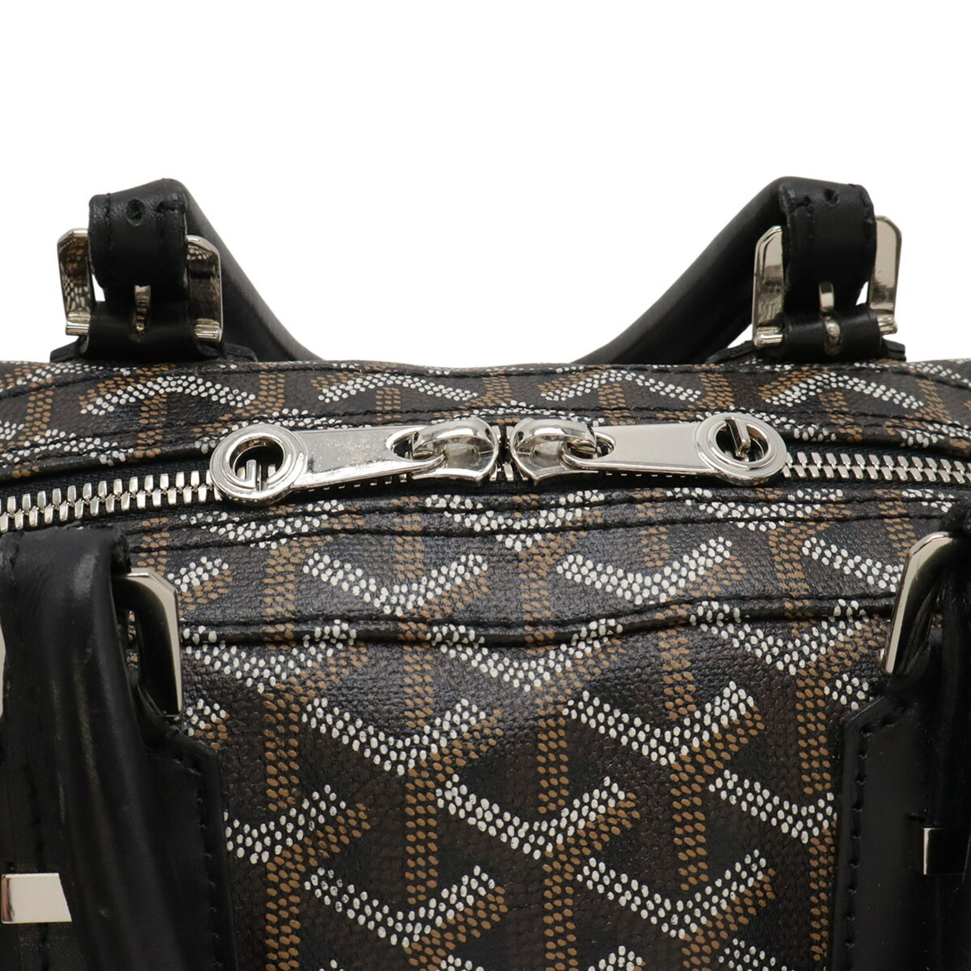 Goyard Black Brown White Coated Canvas Leather Handbag (Pre-Owned)