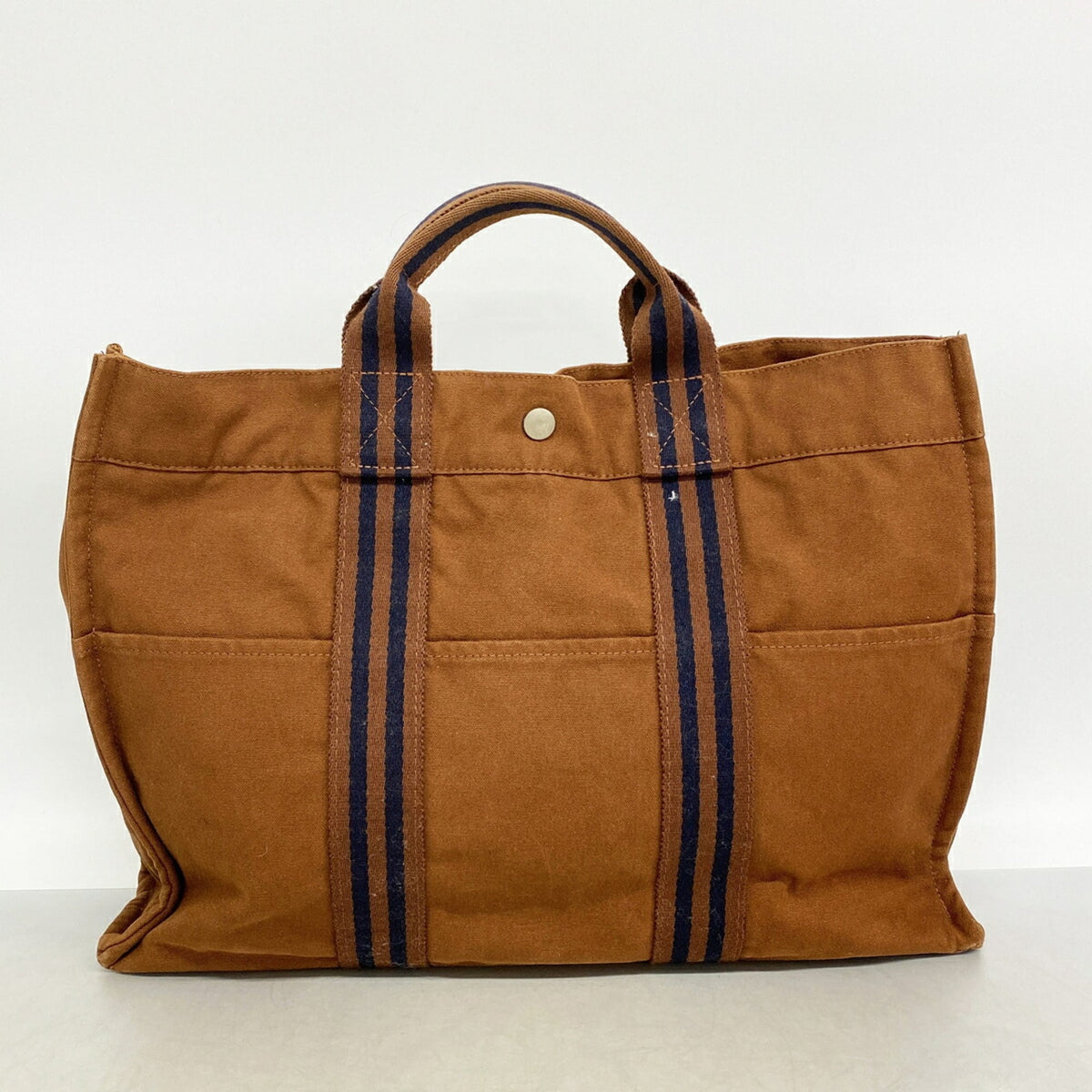 Hermes Brown Canvas Tote Bag (Pre-Owned)