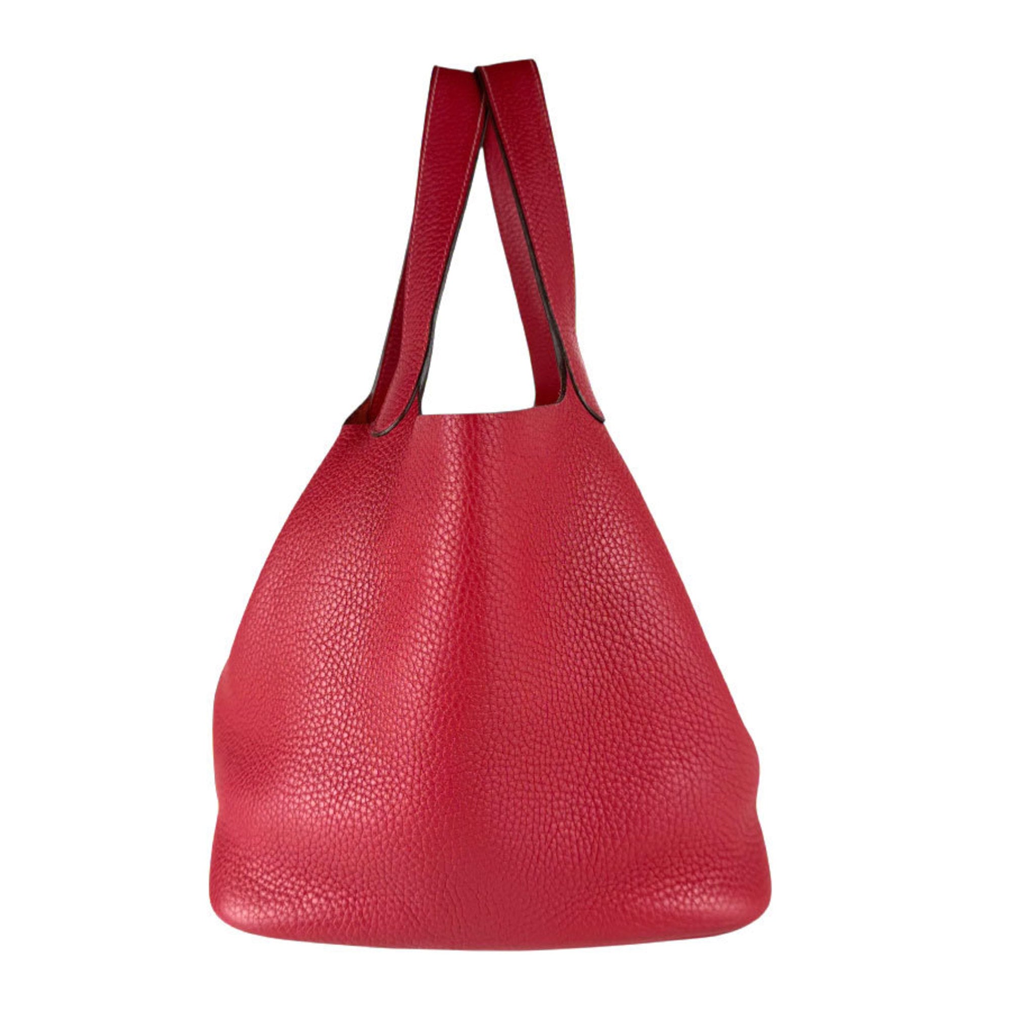Hermes Rouge Casaque Taurillon Clemence Leather Handbag (Pre-Owned)