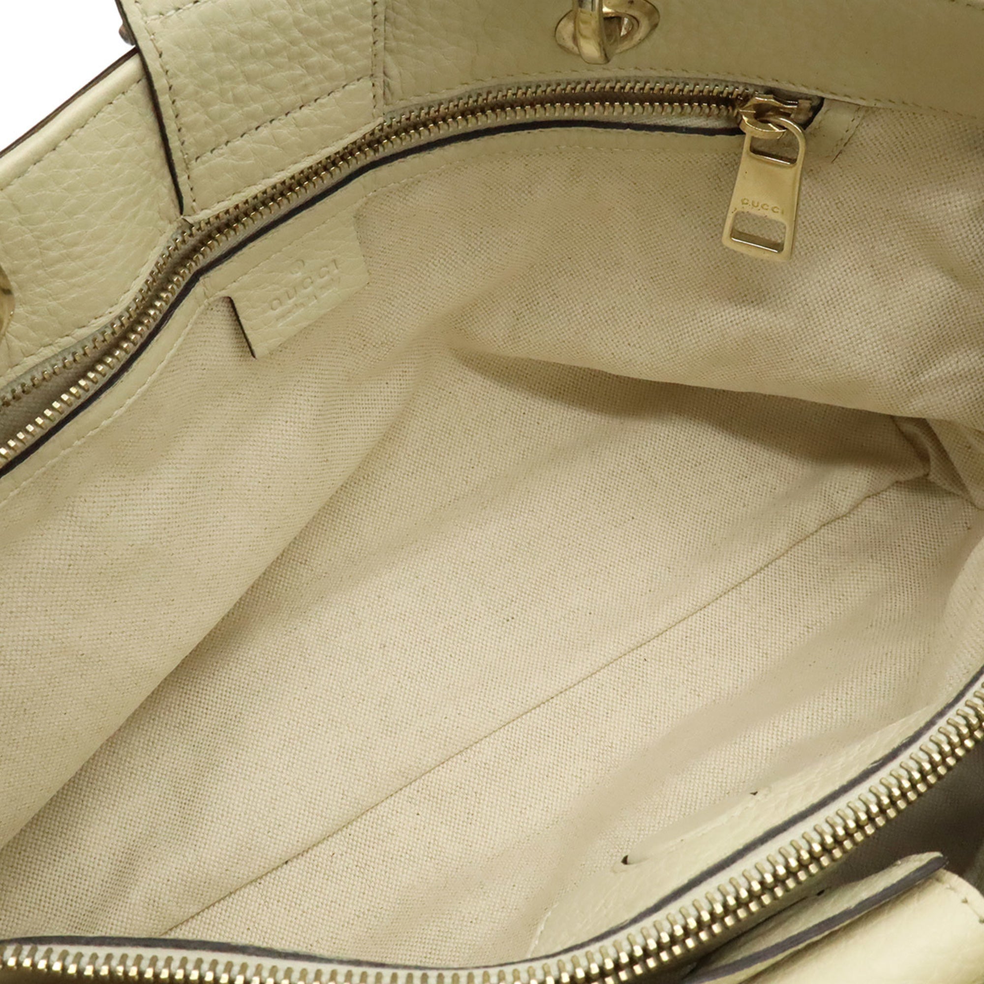 Gucci Light Beige Leather Bamboo Handbag Shoulder Bag Tote Bag (Pre-Owned)