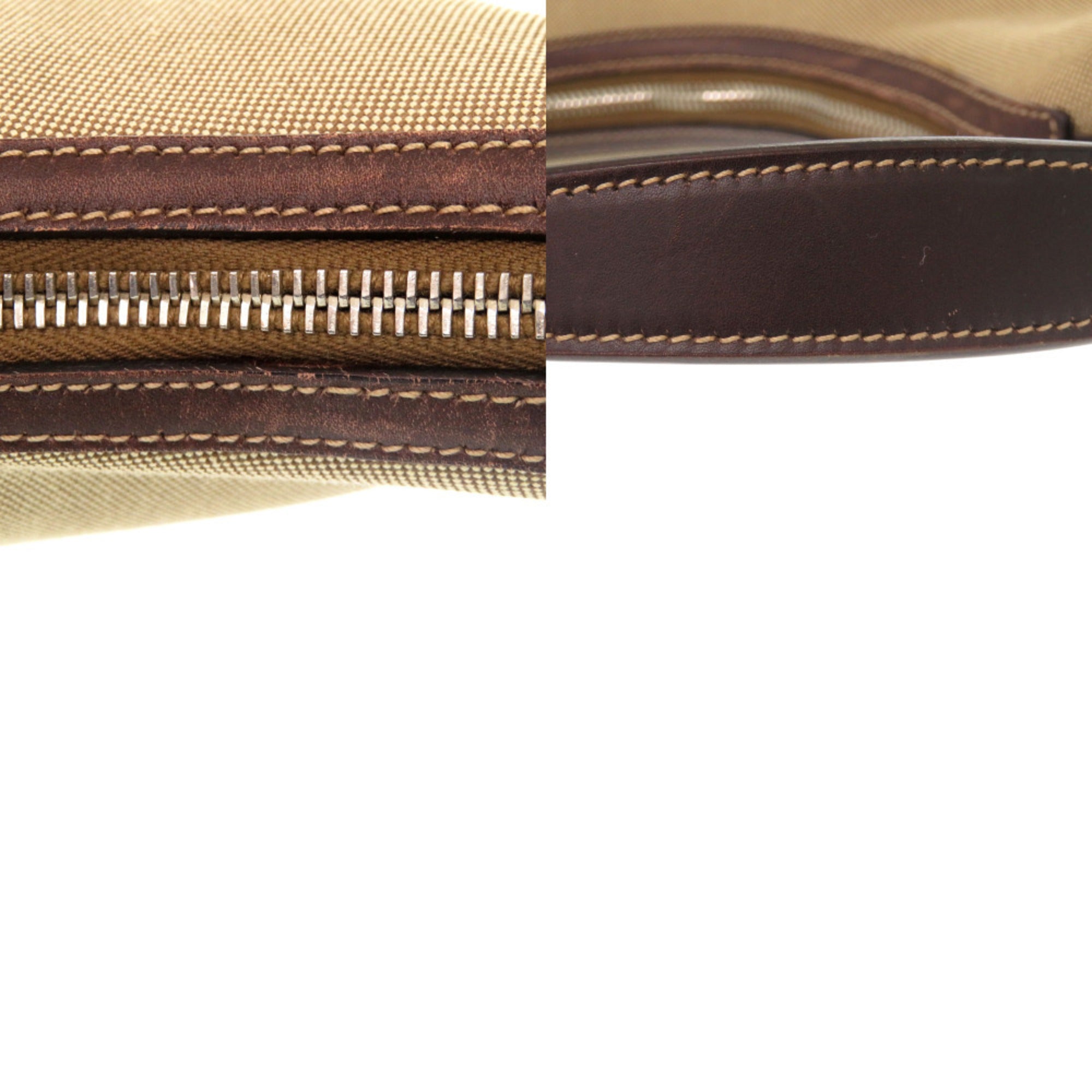Prada Brown Khaki Canvas Leather Shoulder Bag (Pre-Owned)