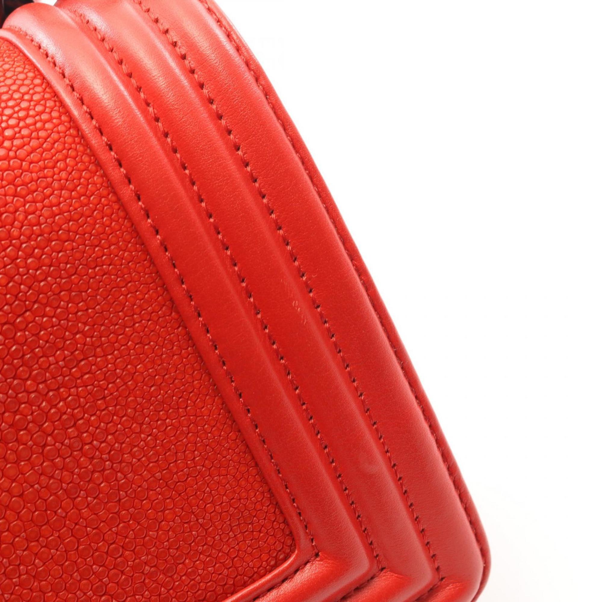Chanel Red Color Leather Shoulder Bag (Pre-Owned)
