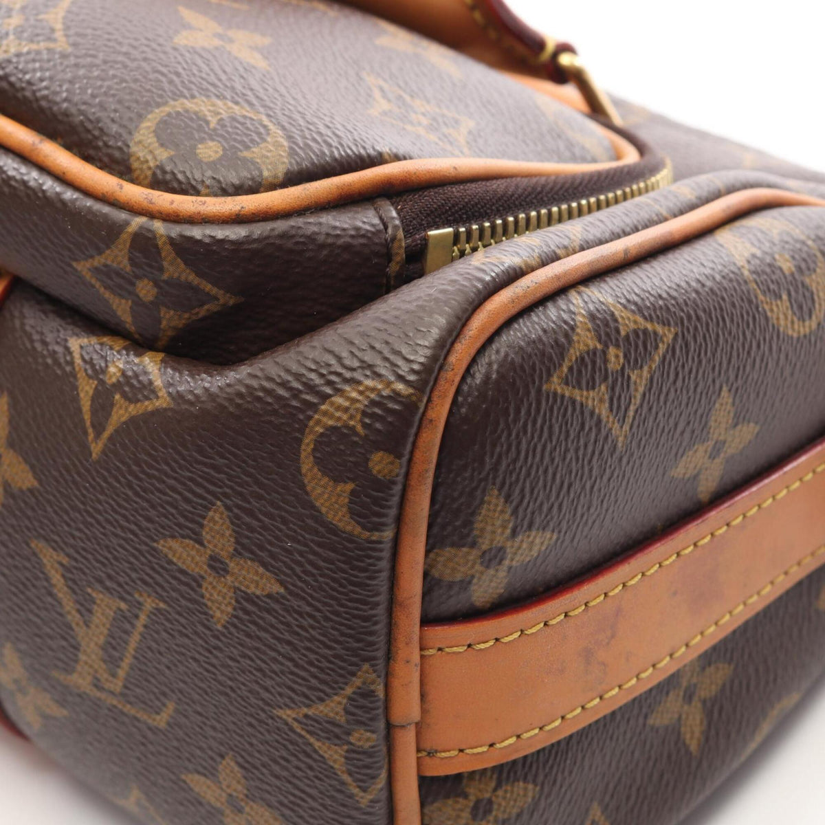 Louis Vuitton Brown Pvc Coated Canvas Leather Handbag (Pre-Owned)
