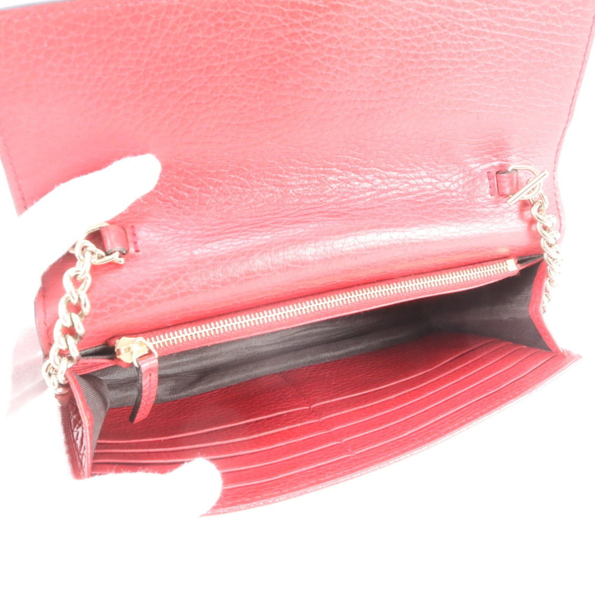 Gucci Red Color Leather Handbag Shoulder Bag Tote Bag (Pre-Owned)