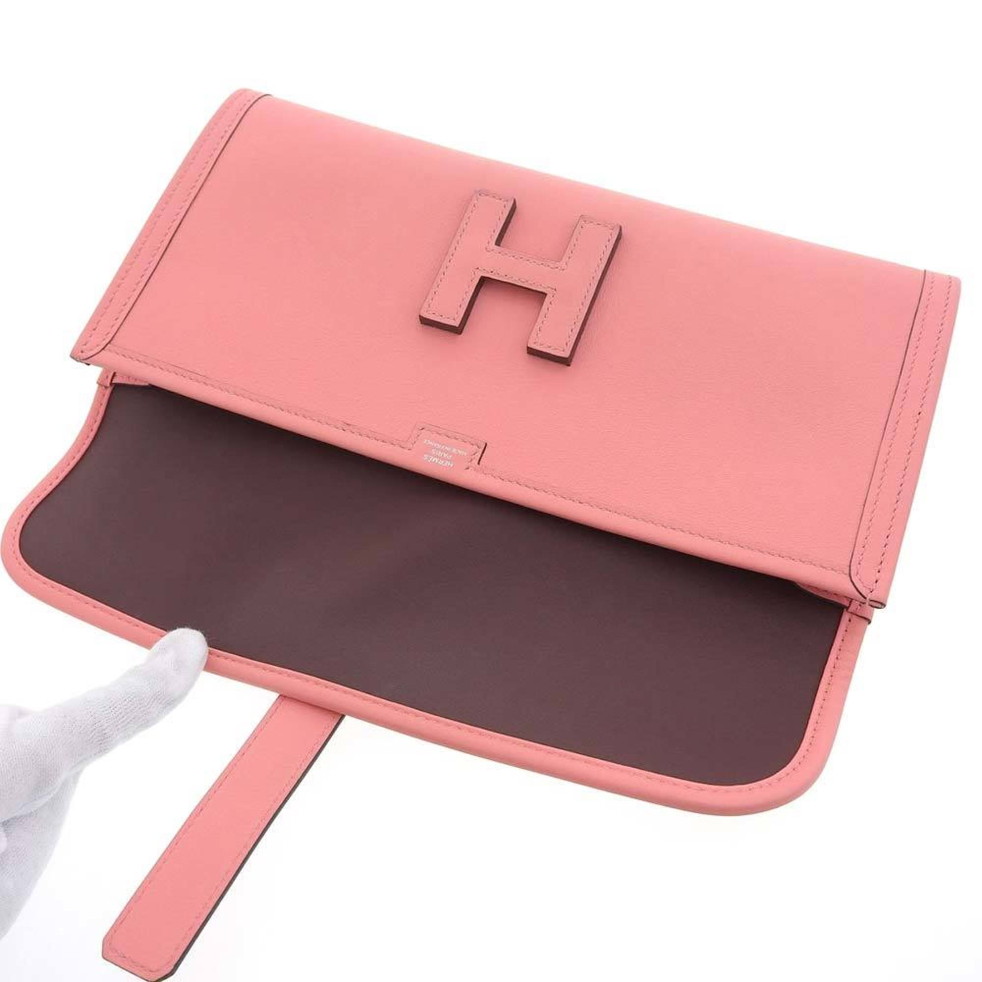 Hermes Pink Swift Leather Clutch Bag (Pre-Owned)