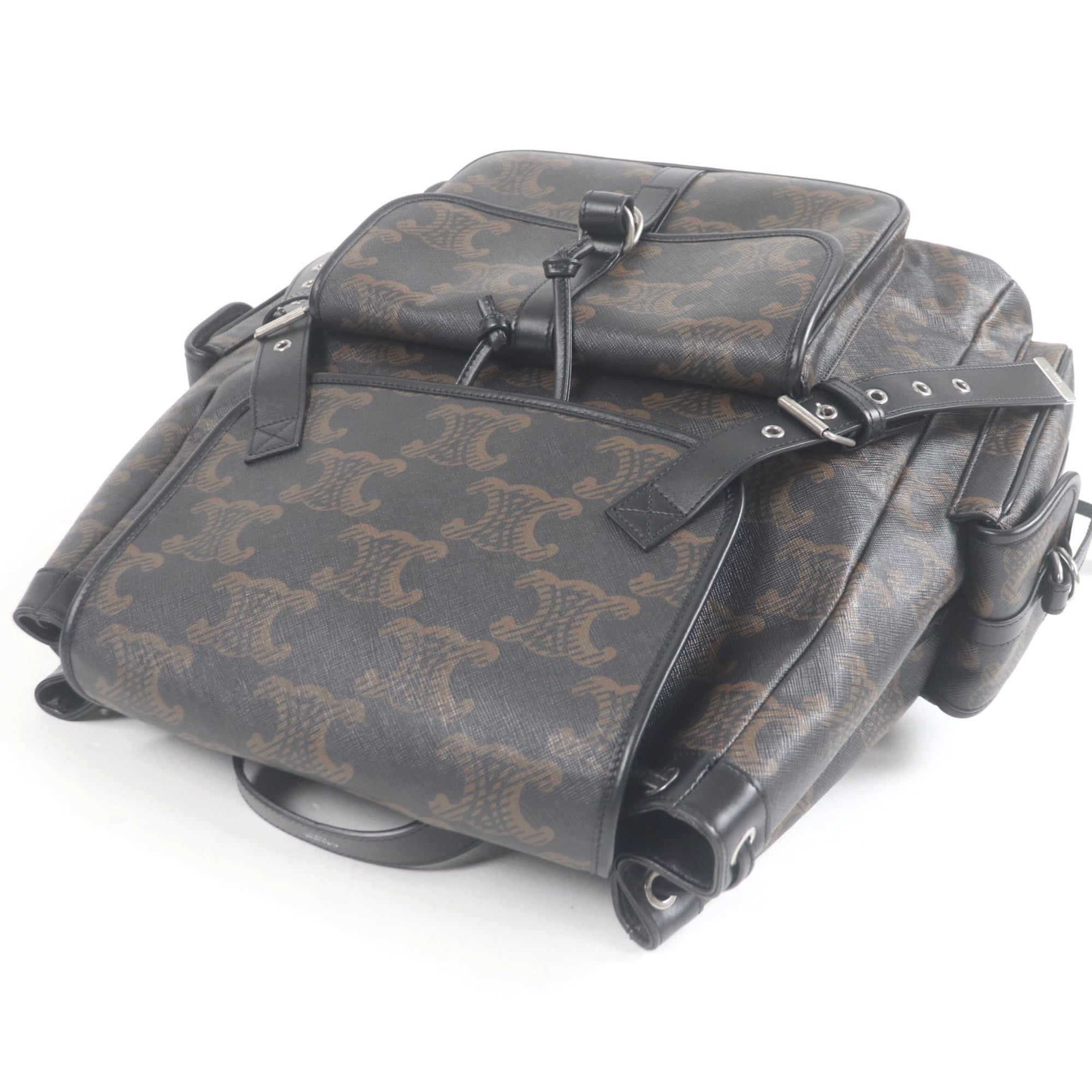 Celine Black Brown Coated Canvas Backpack (Pre-Owned)