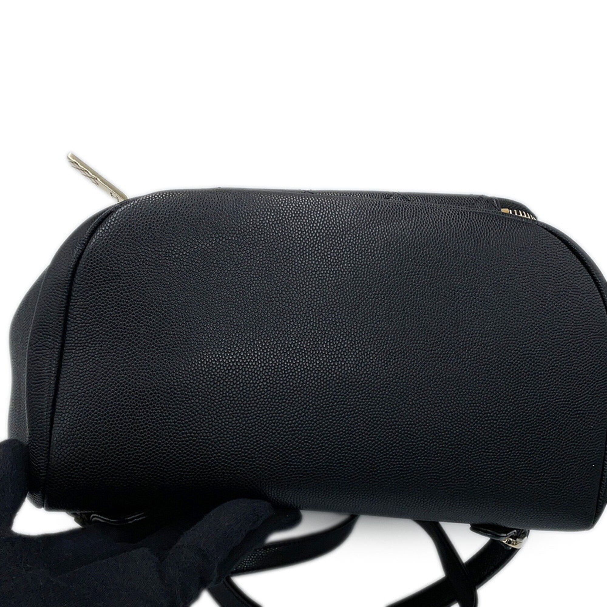 Chanel Matelasse Black Grained Calfskin Backpack Handbag (Pre-Owned)