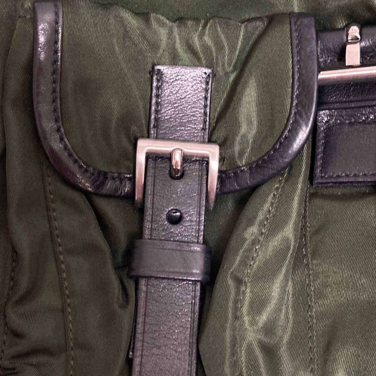 Prada Black Green Nylon Backpack (Pre-Owned)