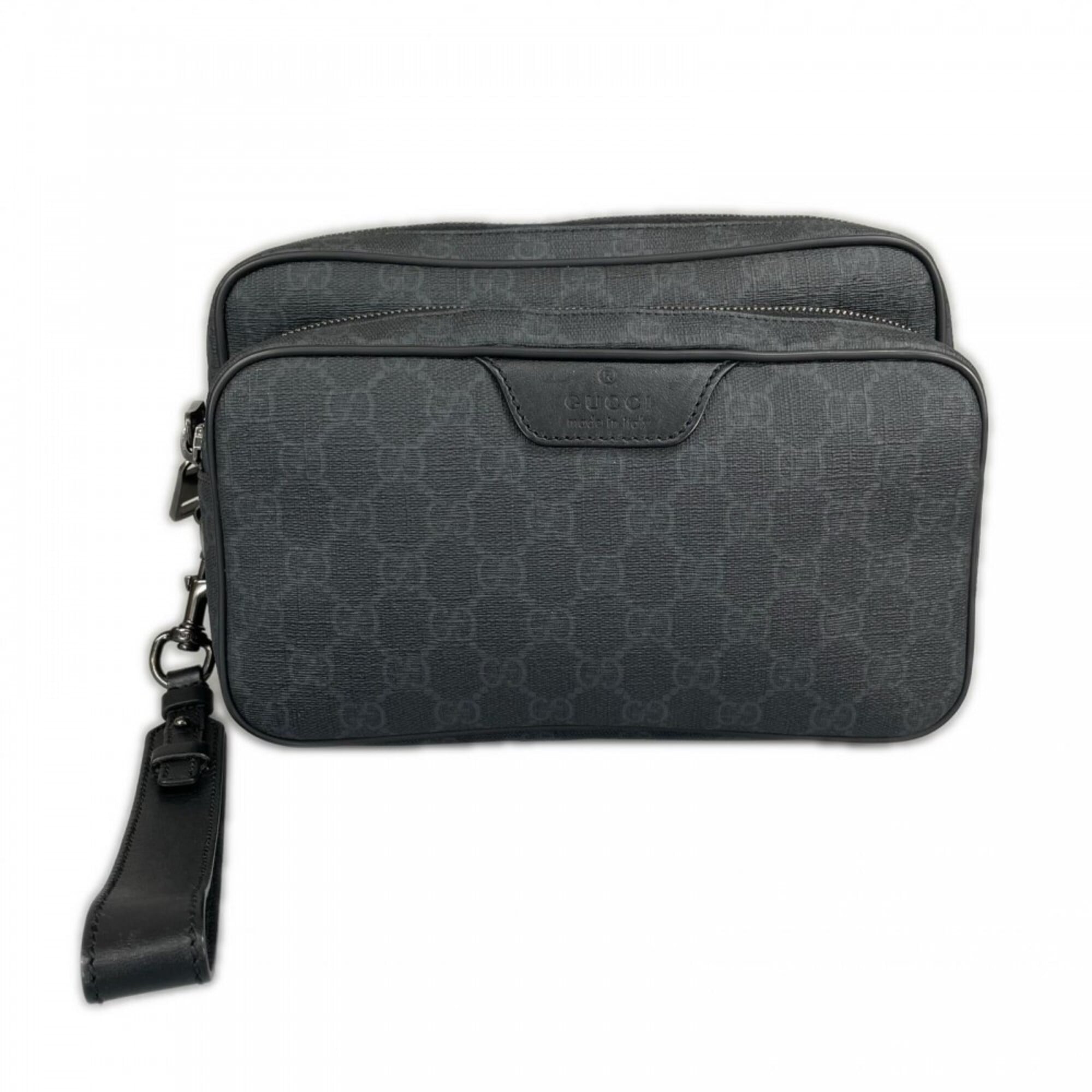 Gucci Black White Gg Supreme Clutch Bag (Pre-Owned)