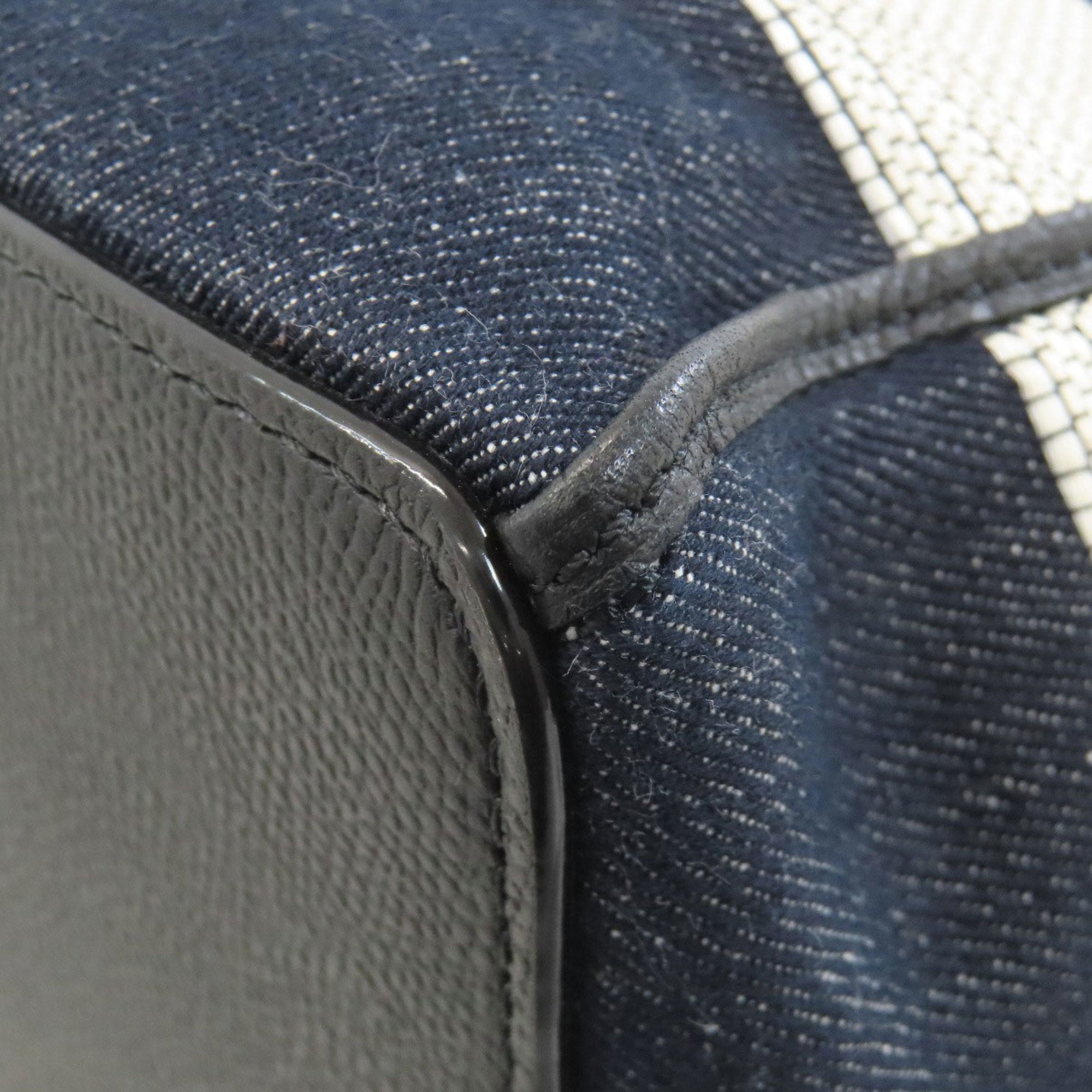 Valextra Black Navy White Canvas Tote Bag (Pre-Owned)