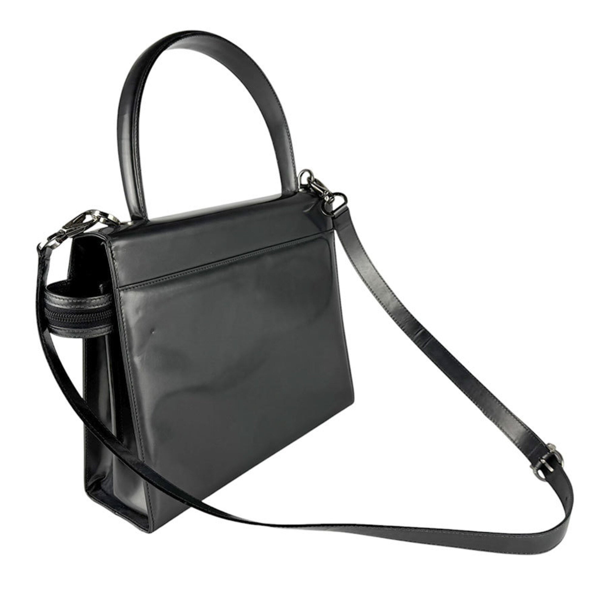 Salvatore Ferragamo Green Patent Leather Handbag Shoulder Bag (Pre-Owned)