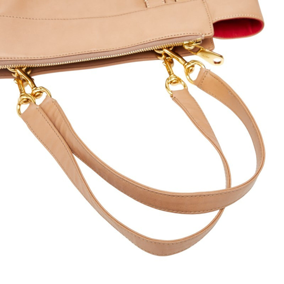 Chloé Pink Beige Leather Shoulder Bag Tote Bag (Pre-Owned)