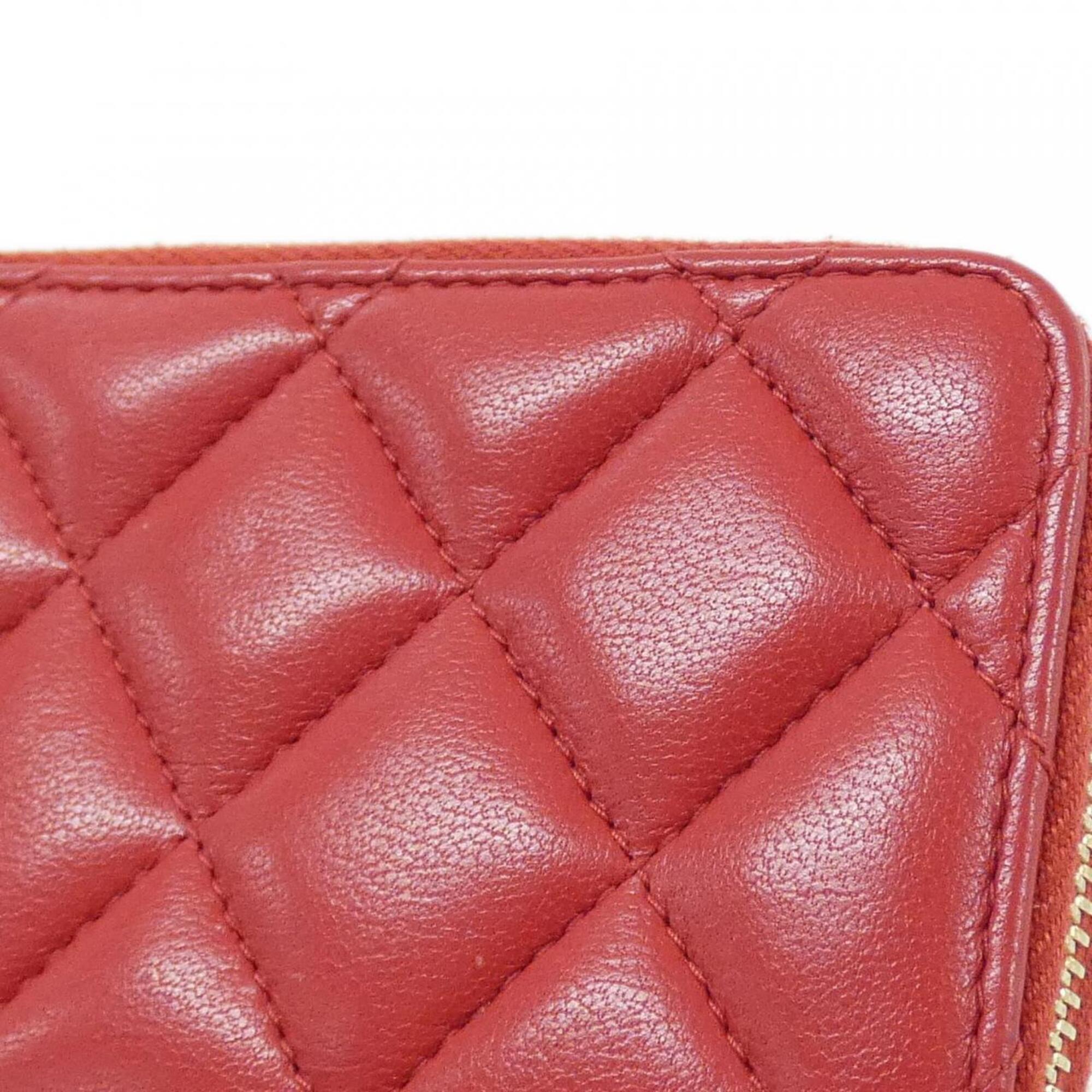 Chanel Red Color Leather Coin Purse/Coin Case (Pre-Owned)