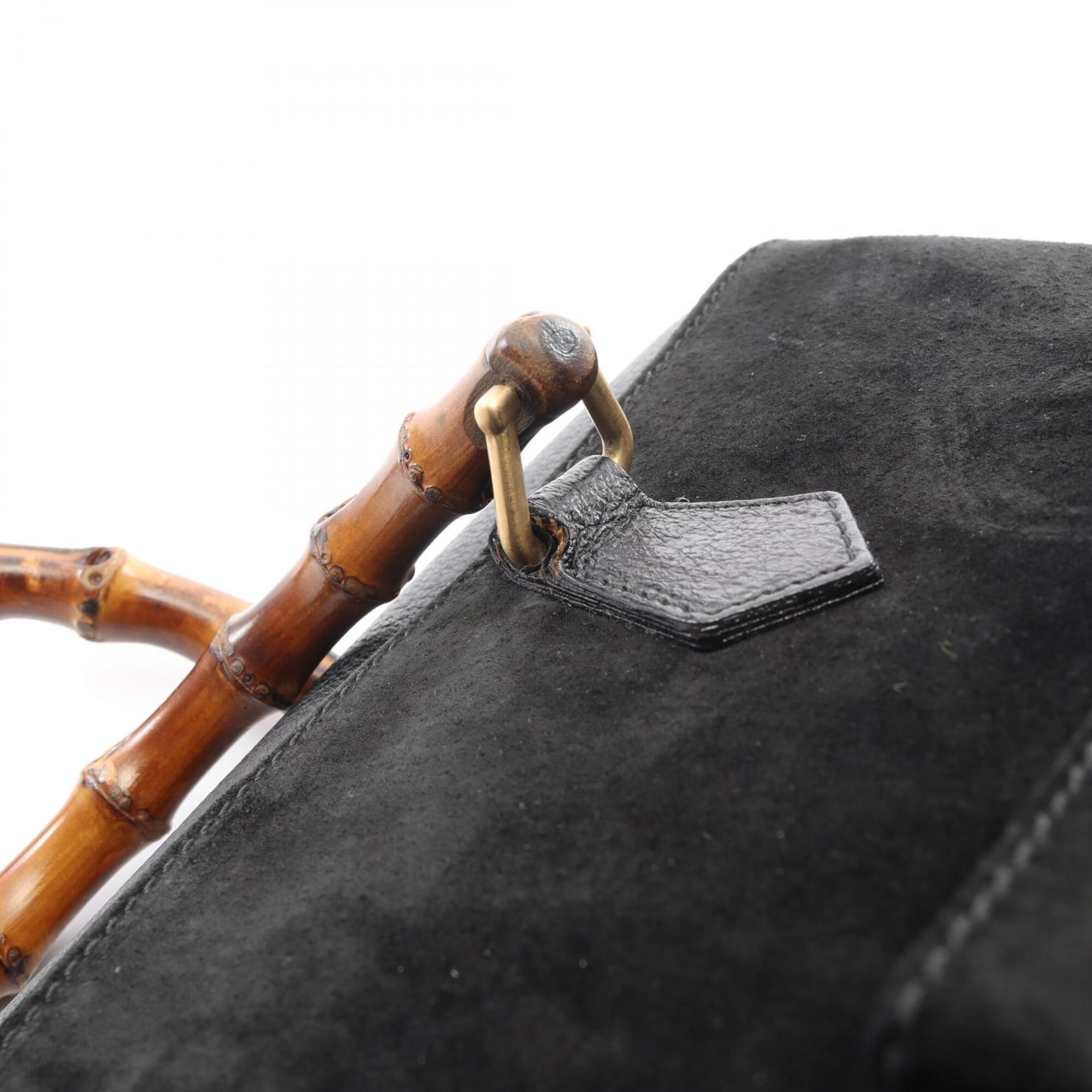 Gucci Black Leather Suede Handbag (Pre-Owned)
