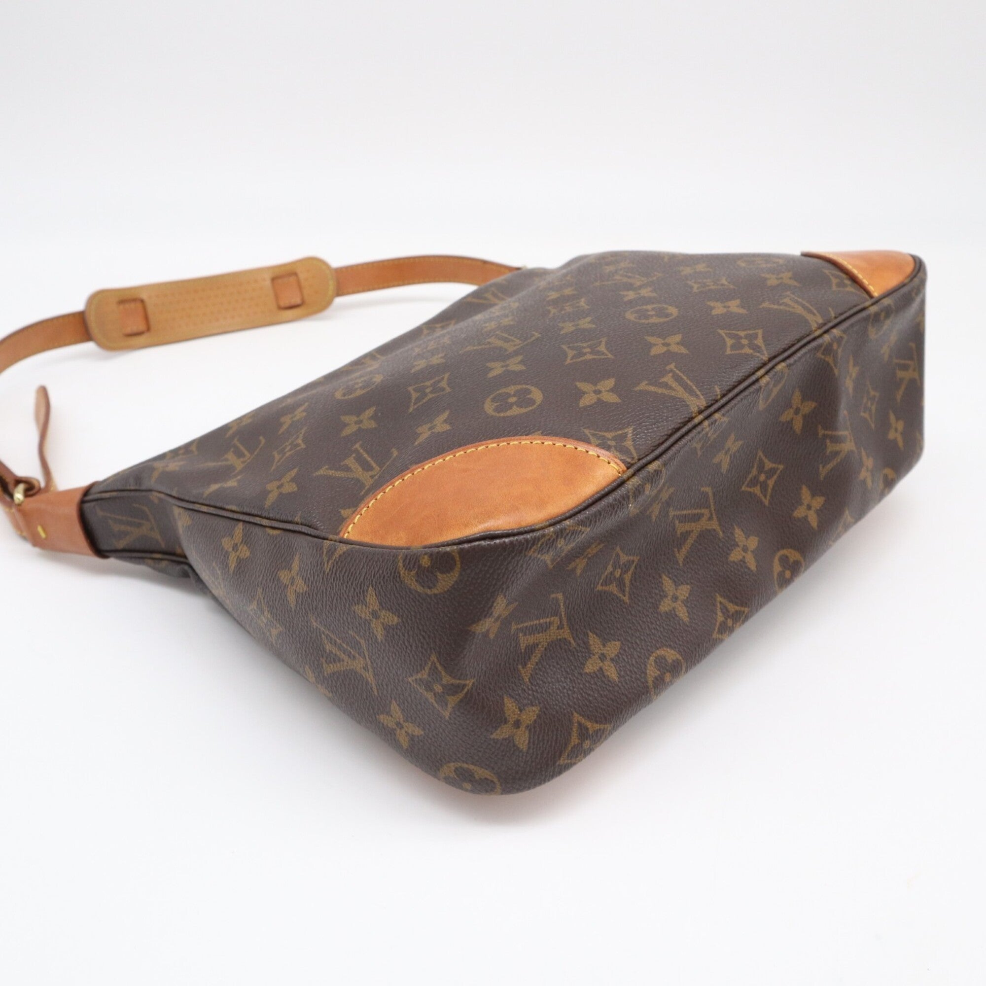Louis Vuitton Beige Brown Coated Canvas Leather Shoulder Bag (Pre-Owned)