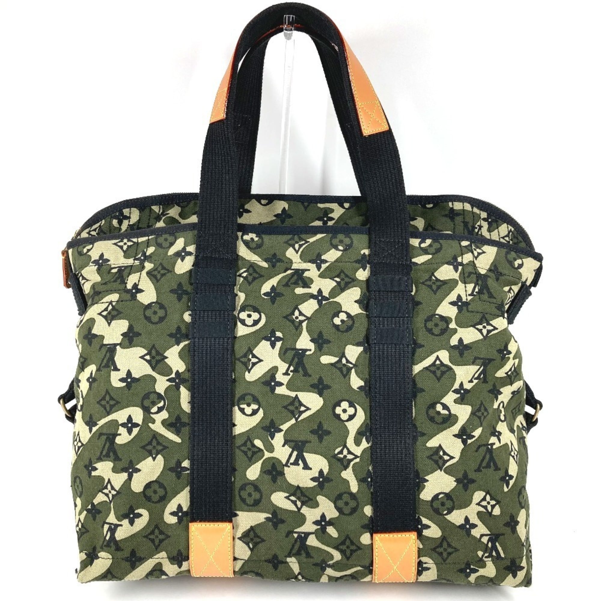 Louis Vuitton Black Green Leather Canvas Boston Bag Shoulder Bag Tote Bag (Pre-Owned)