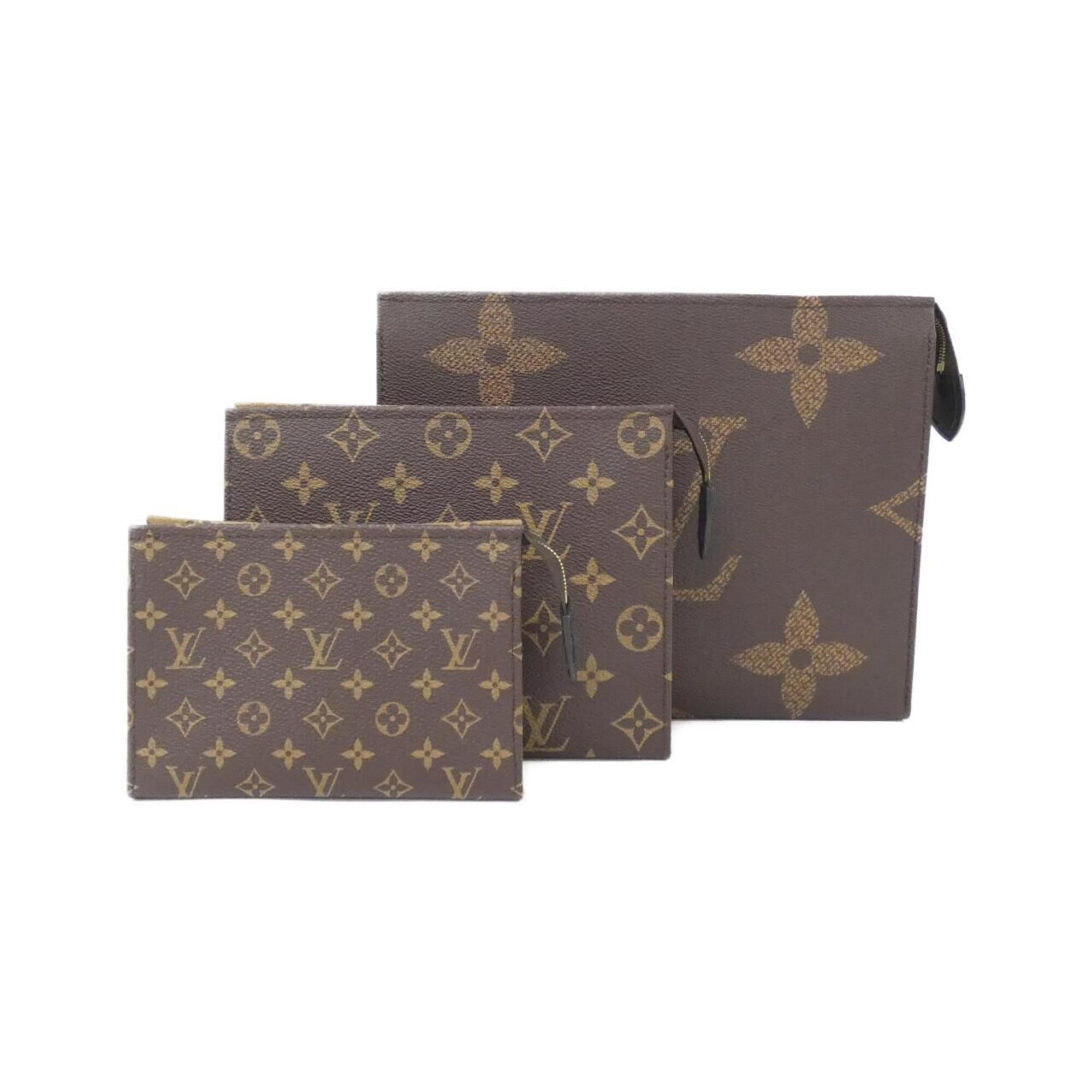 Louis Vuitton Marron Coated Canvas Handbag Pouch (Pre-Owned)