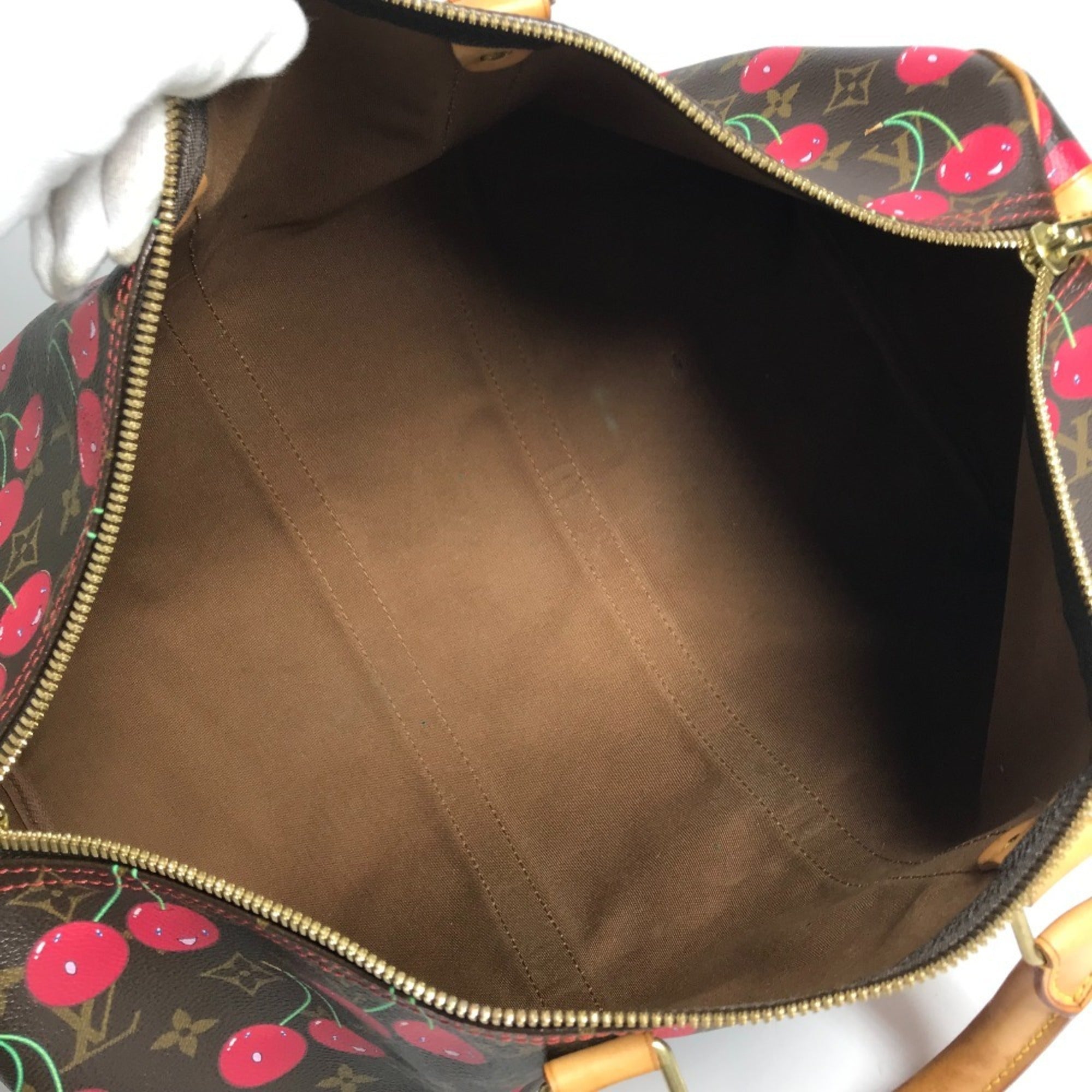 Louis Vuitton Brown Red Color Monogram Cherry Blossom Canvas Boston Bag (Pre-Owned)