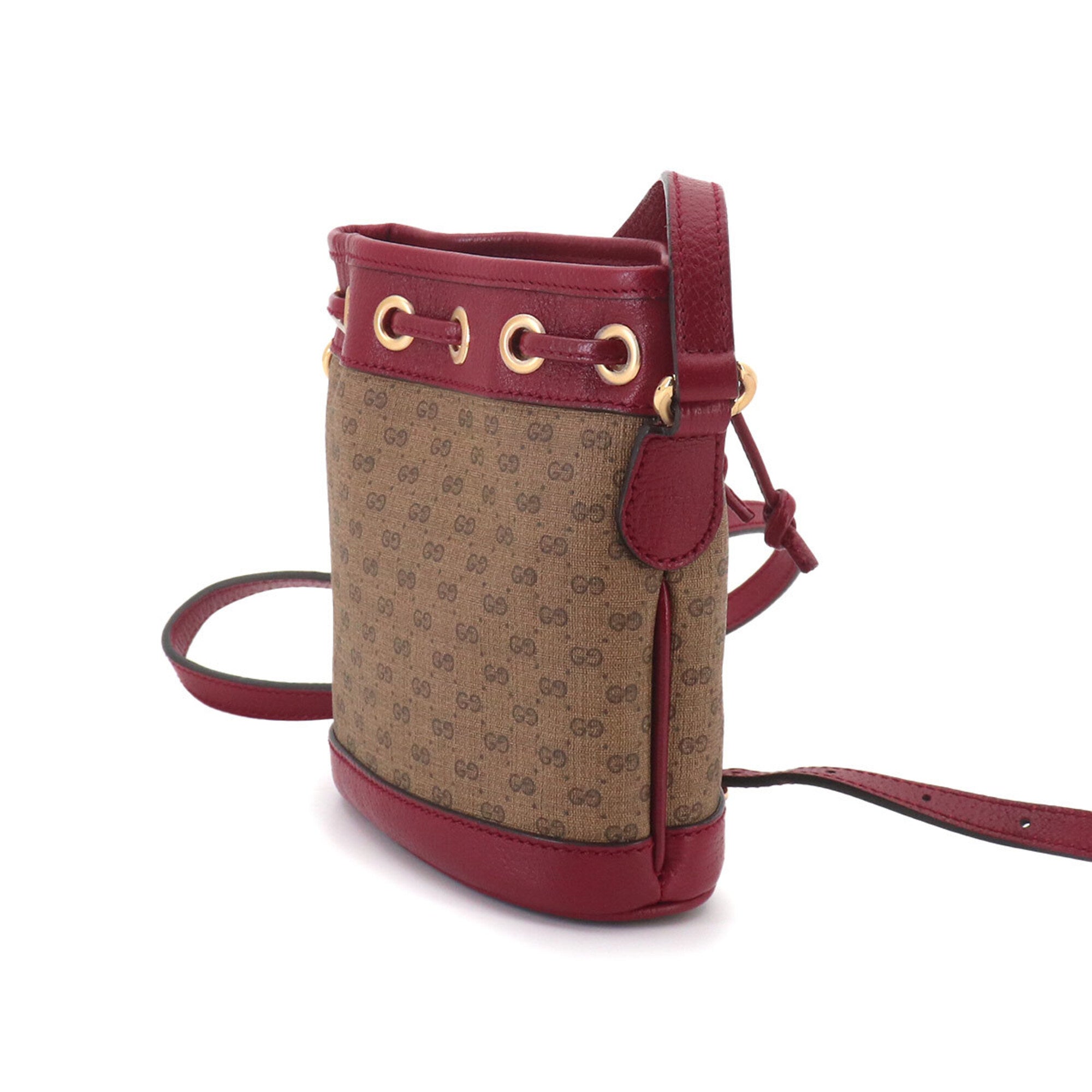 Gucci Brown Red Color Gg Supreme Leather Handbag Shoulder Bag (Pre-Owned)