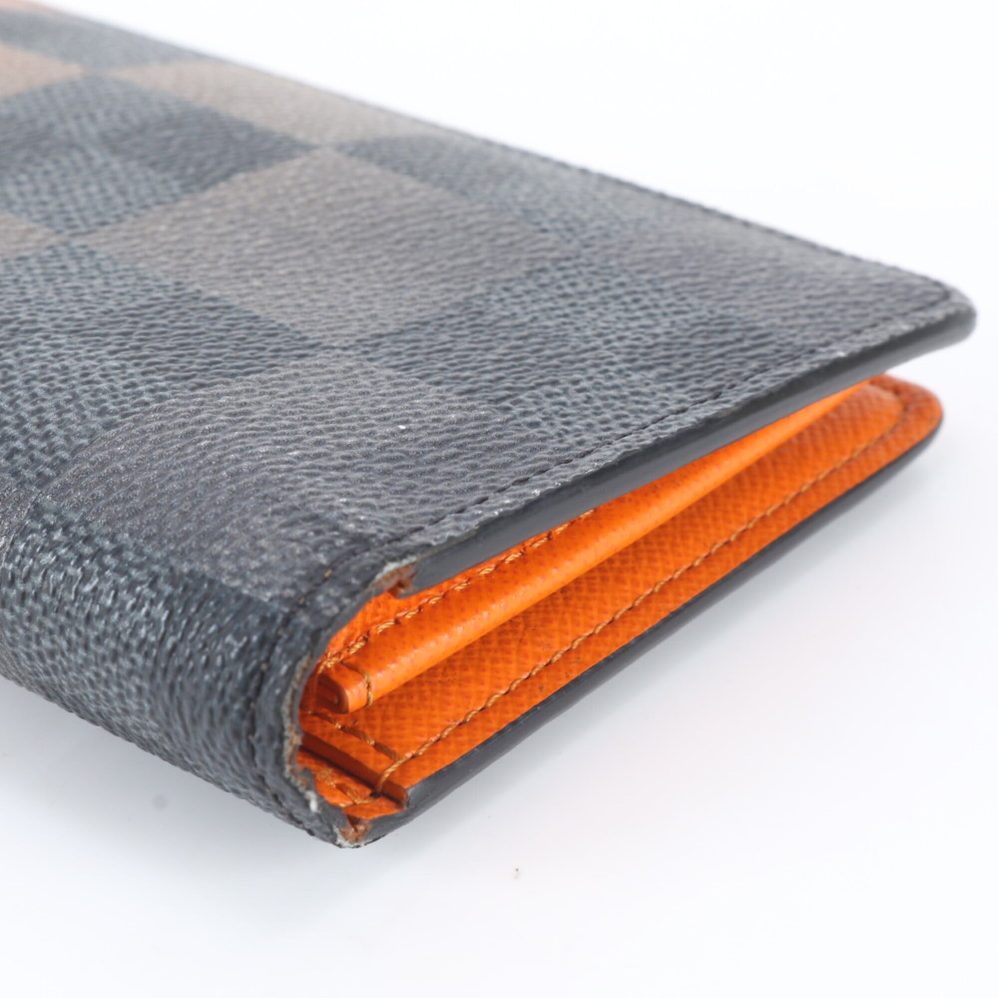 Louis Vuitton Orange Leather Coated Canvas Long Wallet (Bi-Fold) (Pre-Owned)