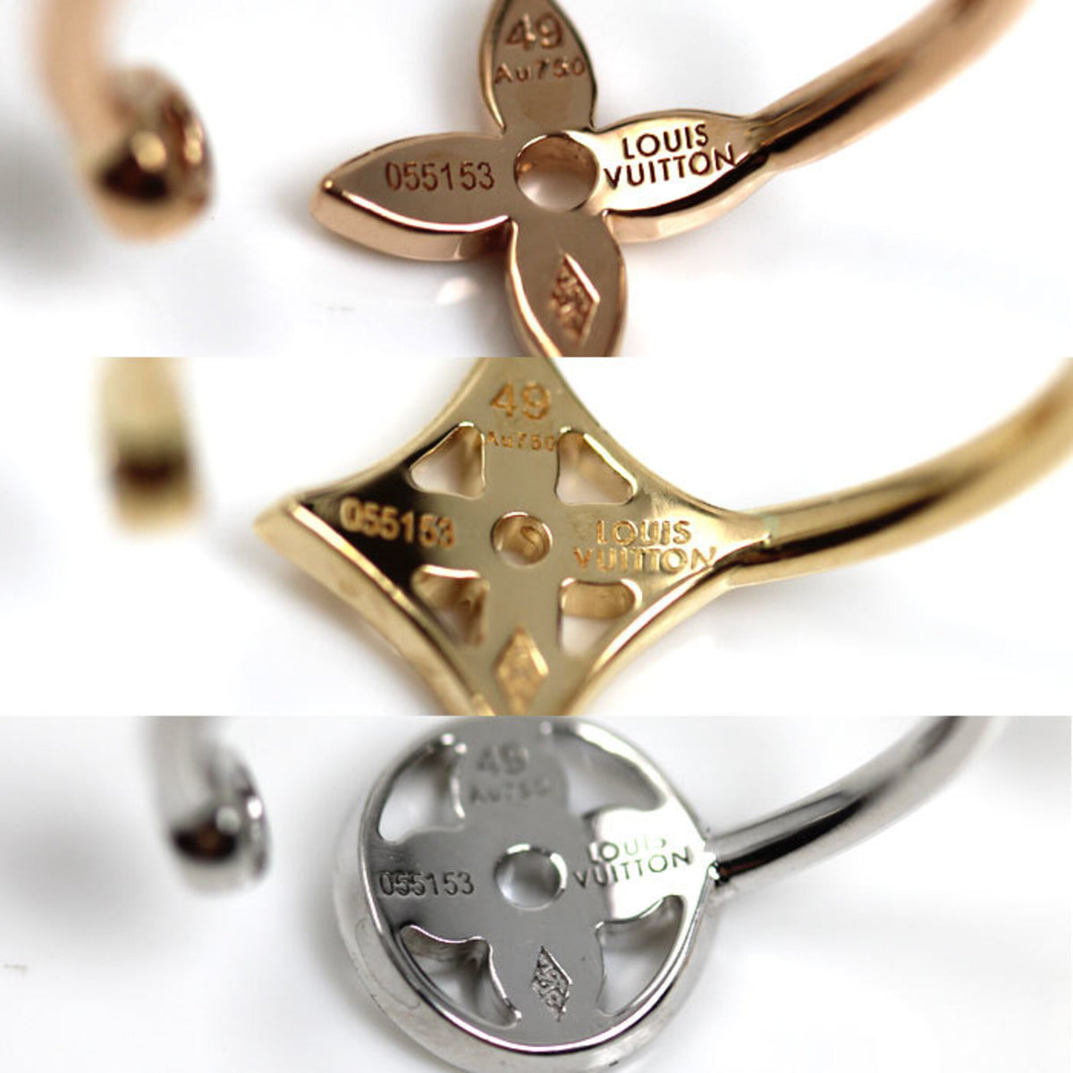 Louis Vuitton Yellow Gold (18K) Pink Gold (18K) White Gold (18K) Band Ring (Pre-Owned)