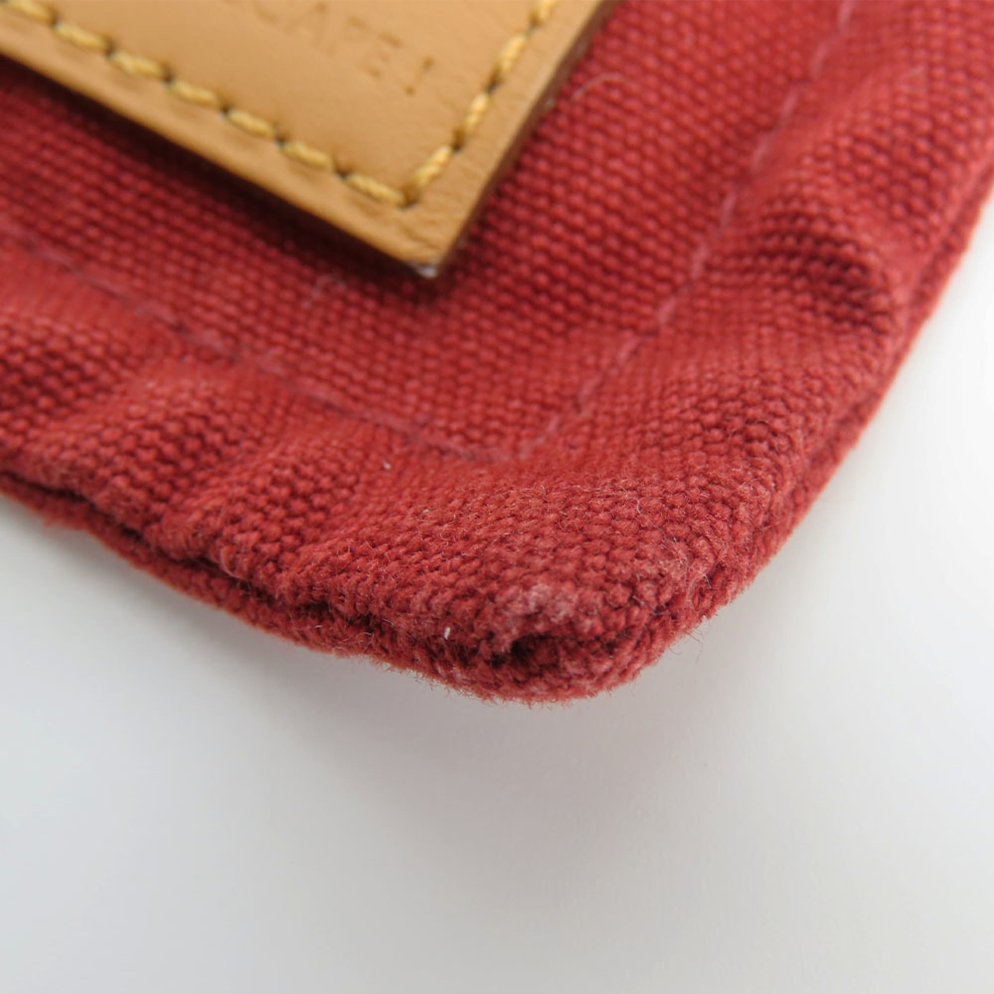 Hermes Bordeaux Cotton Leather Pouch (Pre-Owned)