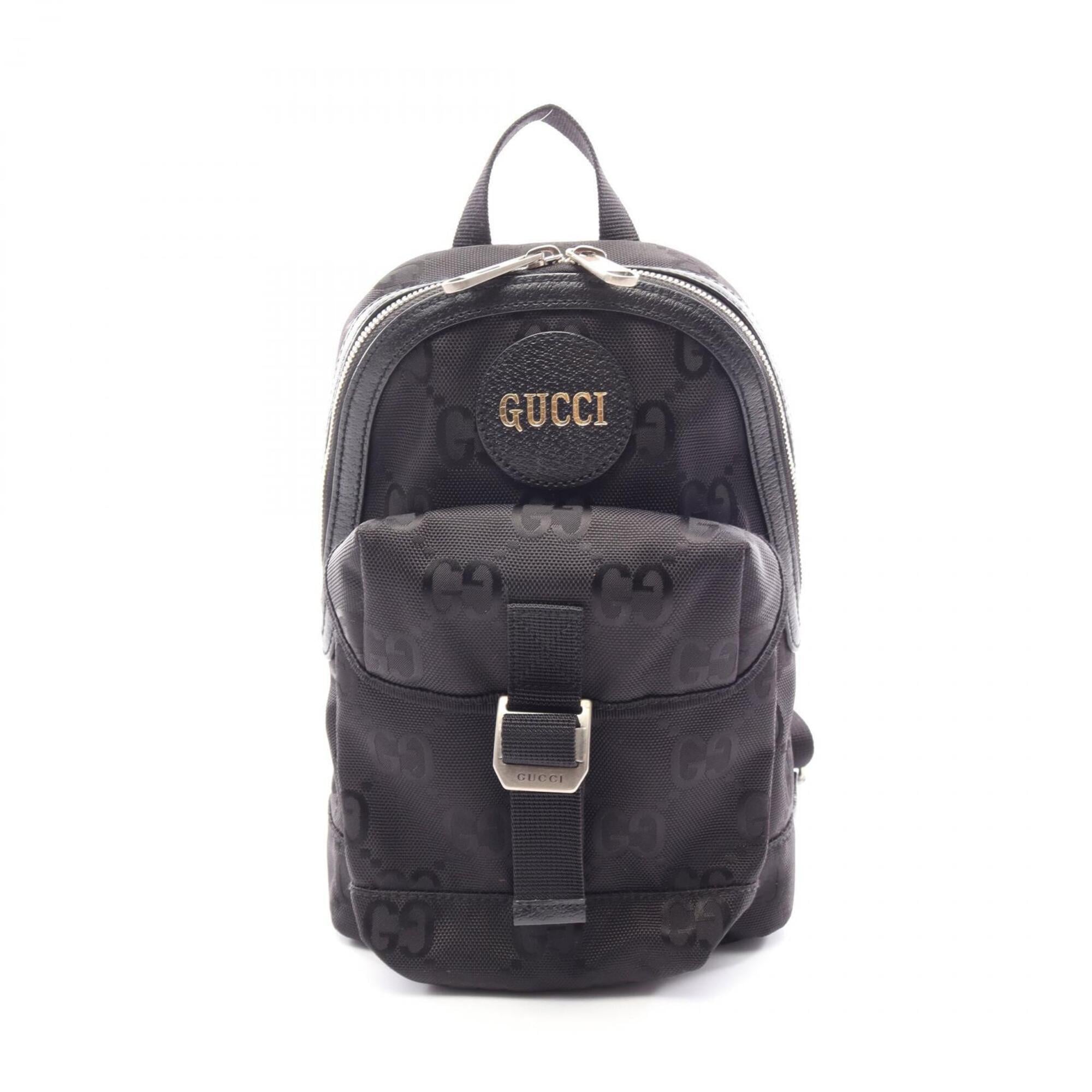 Gucci Black Leather Nylon Canvas Fanny Pack Handbag (Pre-Owned)
