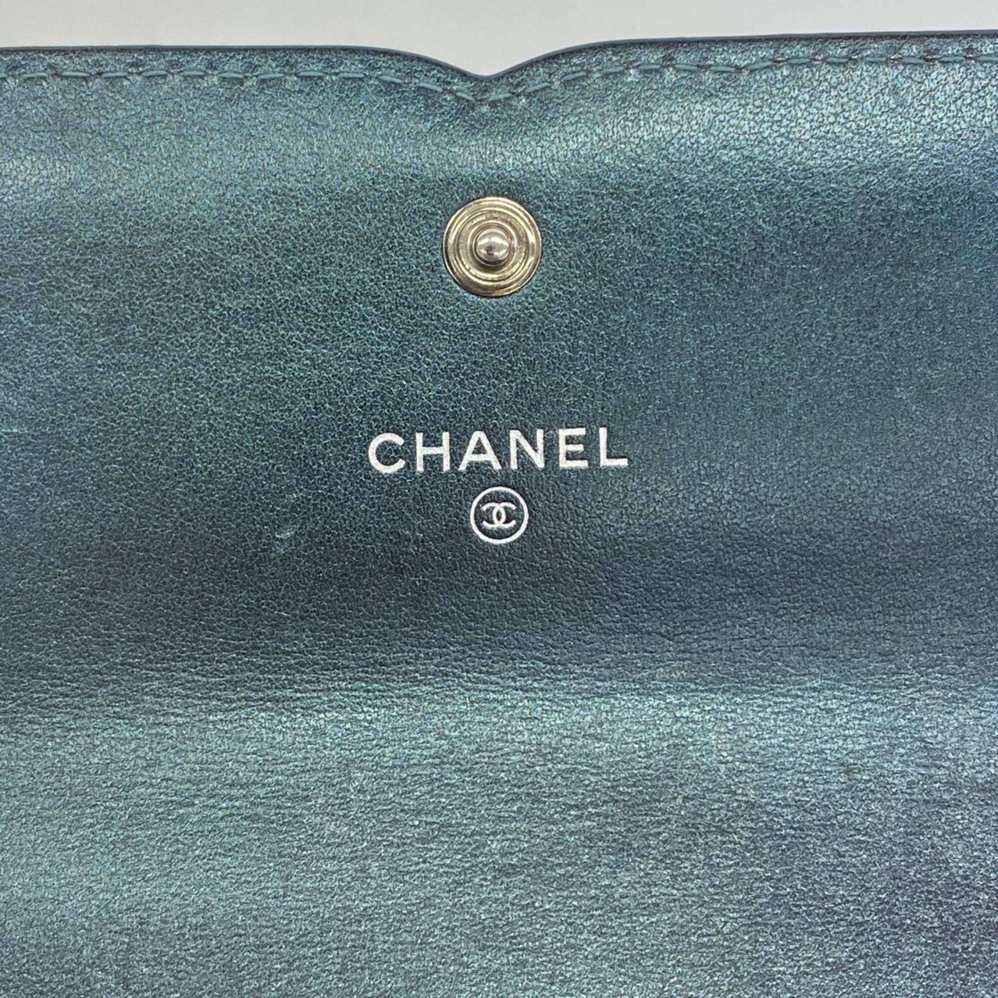 Chanel Green Grained Calfskin Wallet (Bi-Fold) (Pre-Owned)