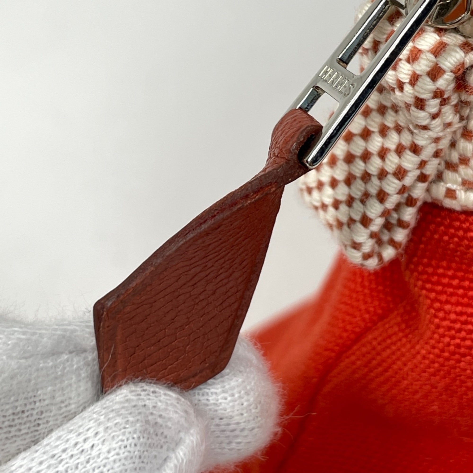 Hermes Bolide Red Color Canvas Pouch (Pre-Owned)