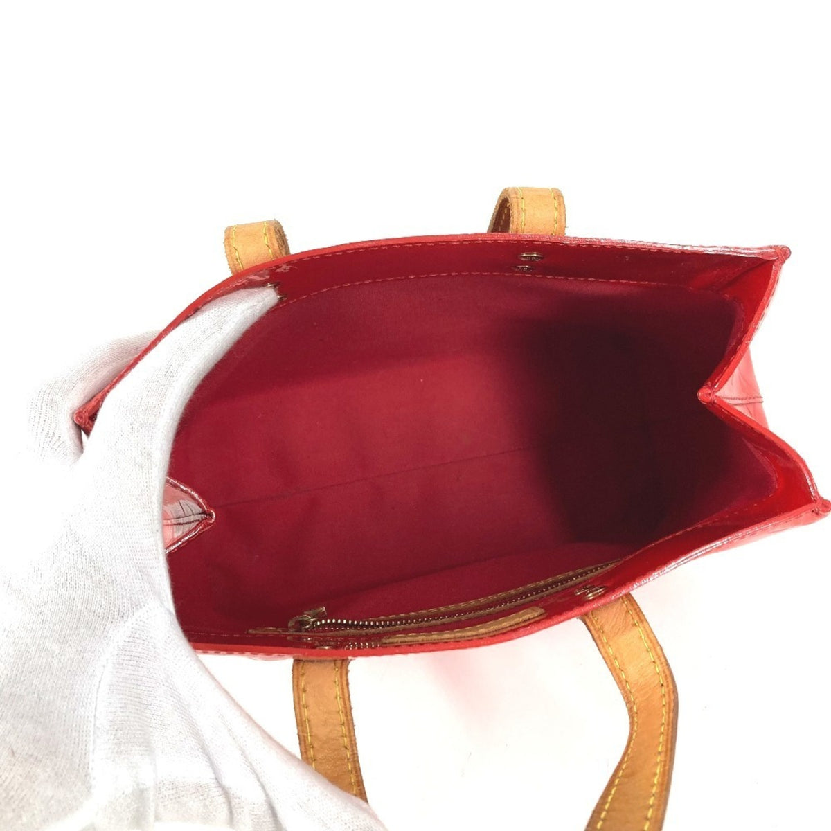 Louis Vuitton Red Color Monogram Vernis Handbag Tote Bag (Pre-Owned)