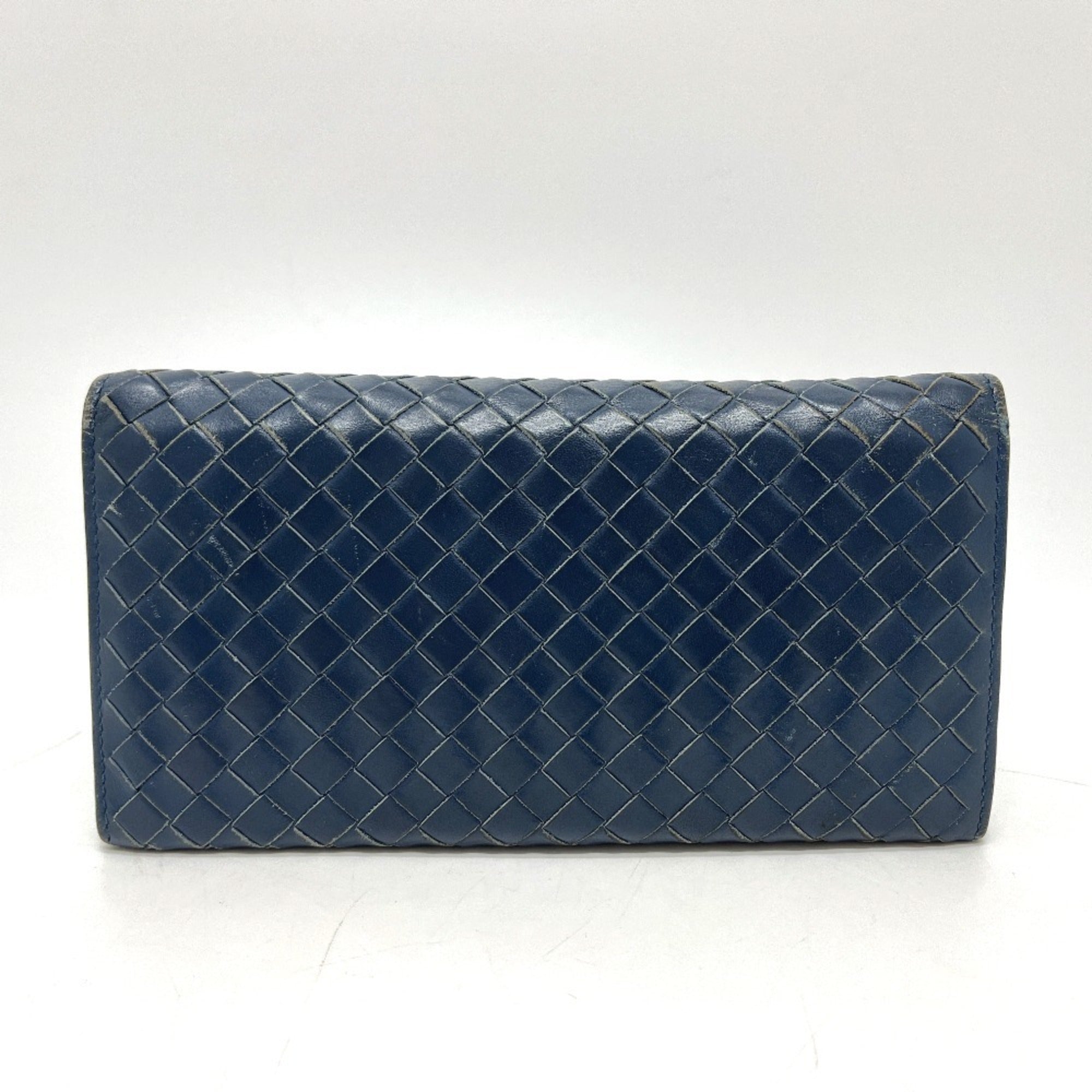 Bottega Veneta Blue Leather Long Wallet (Bi-Fold) (Pre-Owned)