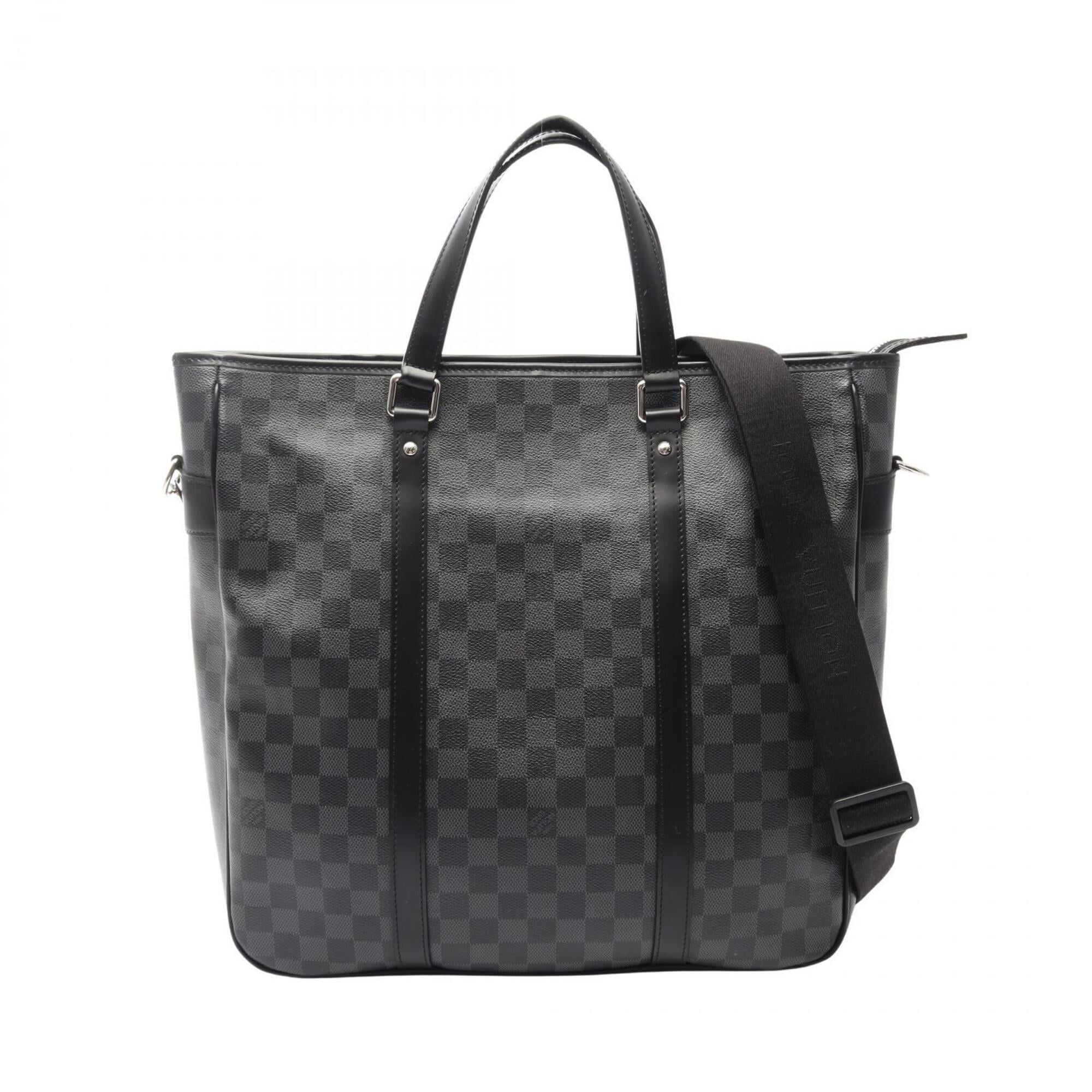 Louis Vuitton Black Coated Canvas Leather Handbag Tote Bag (Pre-Owned)
