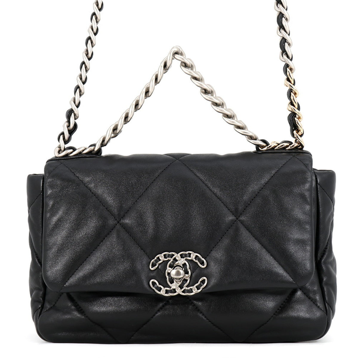 Chanel Black Leather Handbag Shoulder Bag (Pre-Owned)