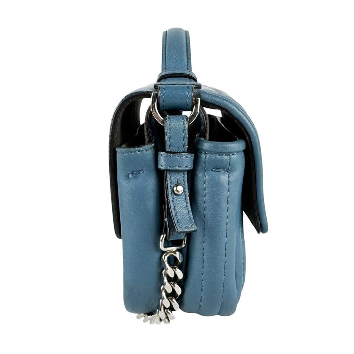 Fendi Blue Leather Shoulder Bag (Pre-Owned)