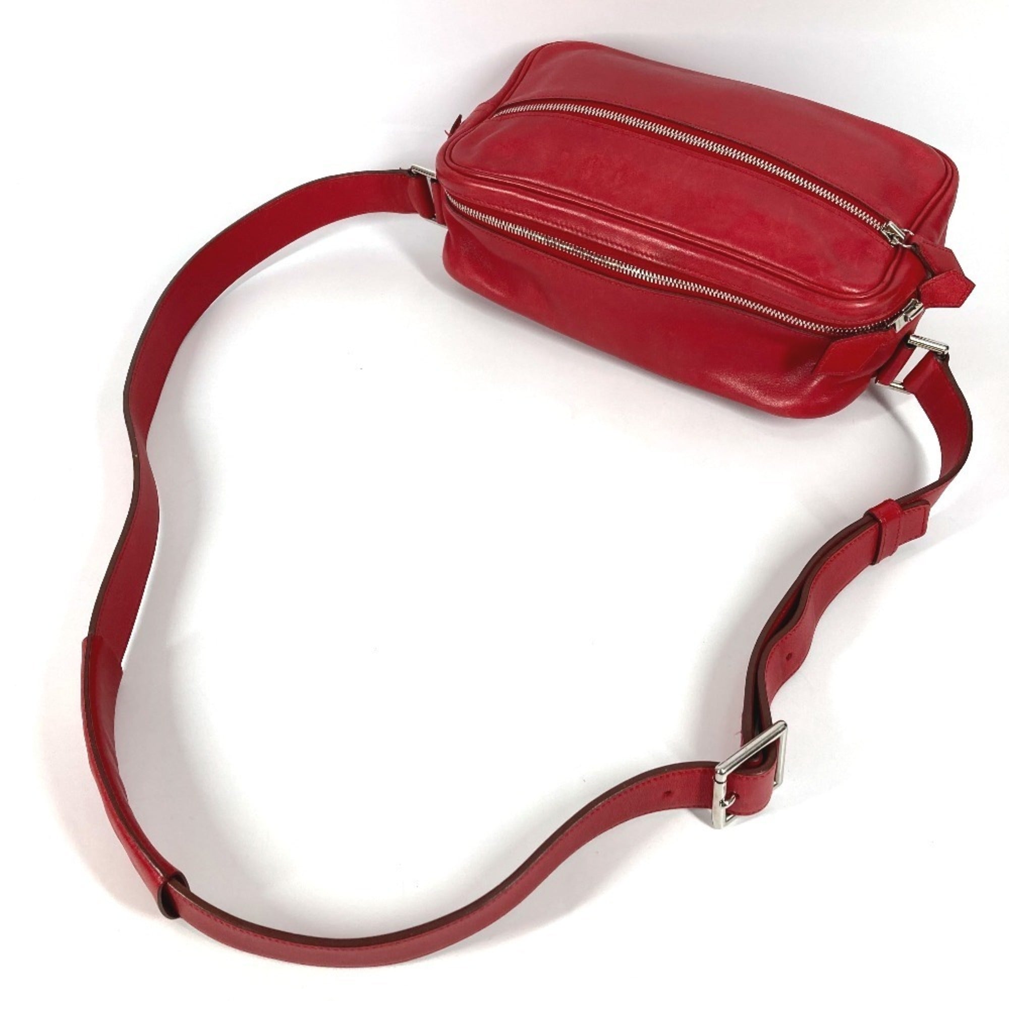Hermes Red Color Leather Pochette Shoulder Bag (Pre-Owned)