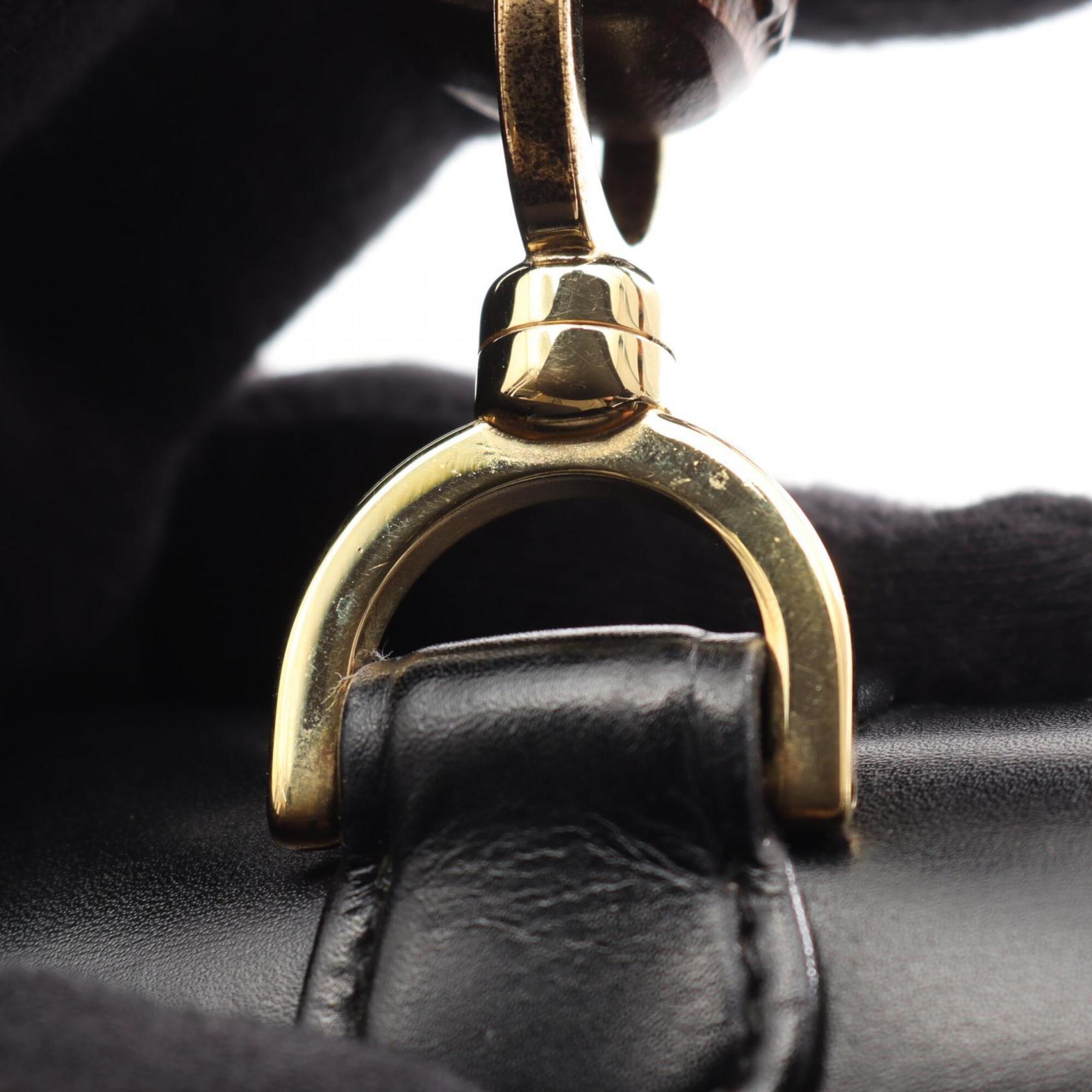 Gucci Bamboo Black Leather Handbag (Pre-Owned)