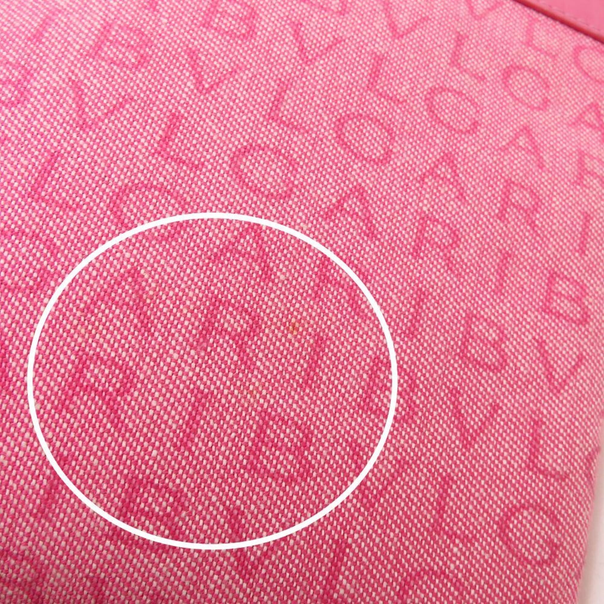 Bvlgari Logomania Pink Canvas Leather Shoulder Bag (Pre-Owned)