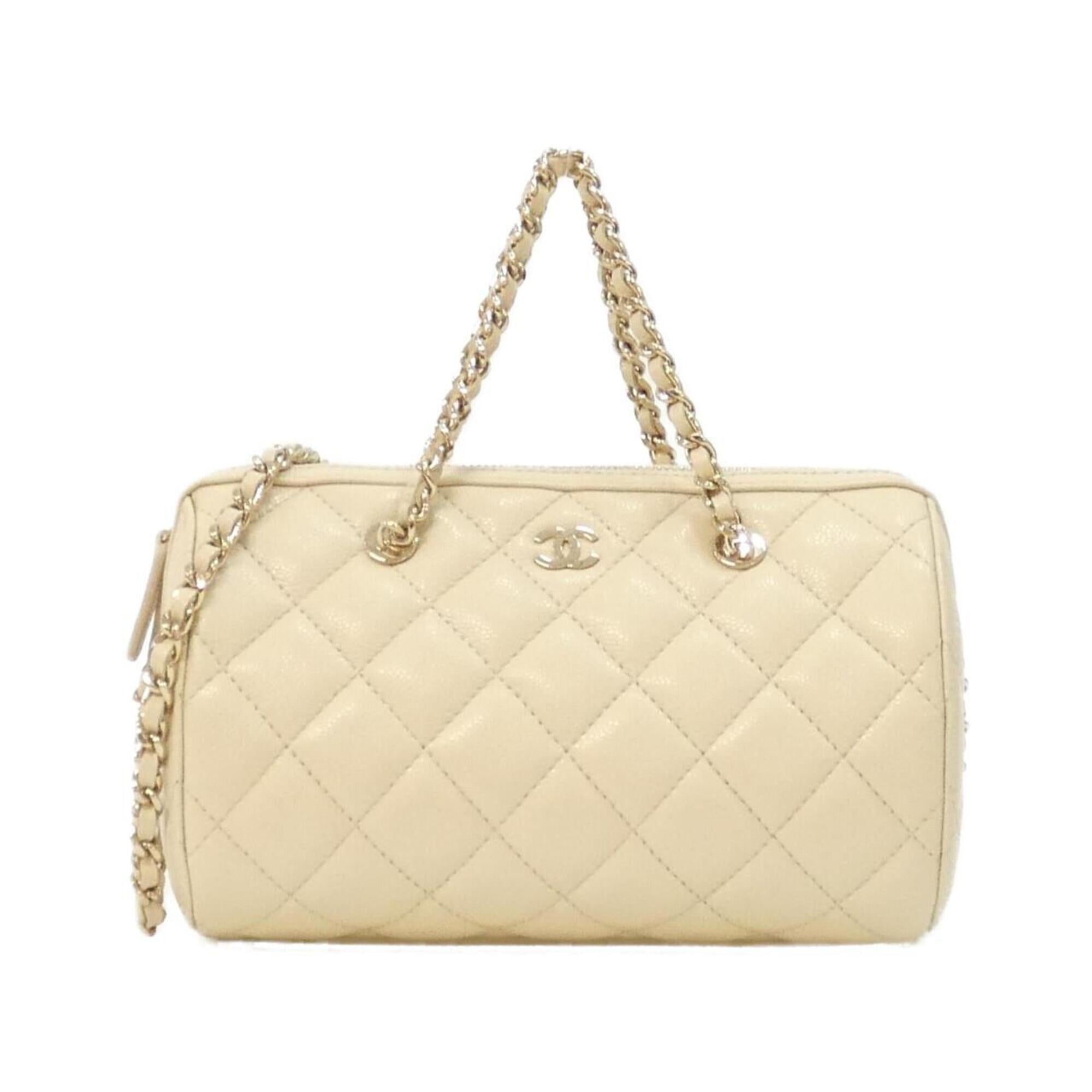 Chanel Beige Grained Calfskin Handbag (Pre-Owned)