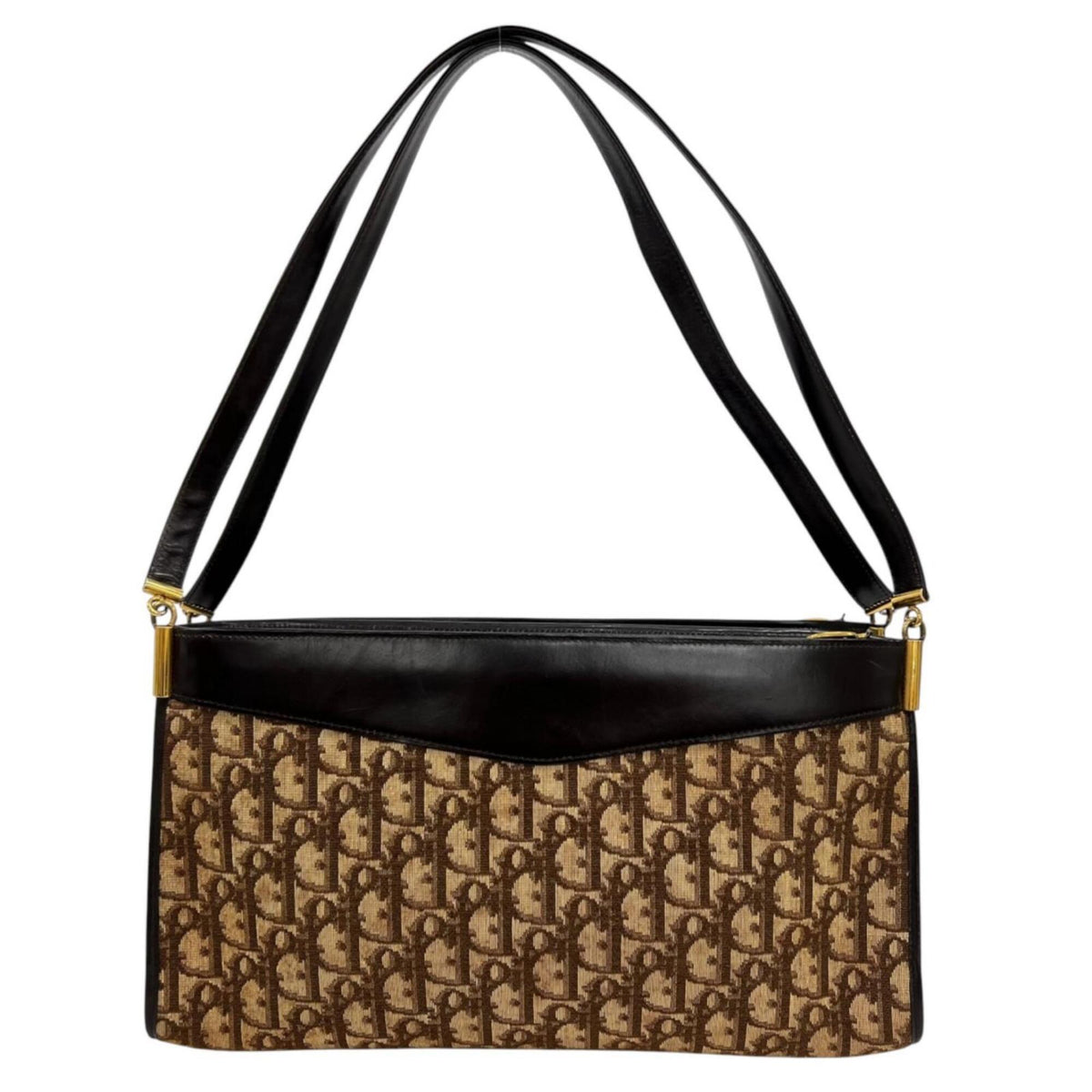 Christian Dior Brown Canvas Leather Shoulder Bag (Pre-Owned)
