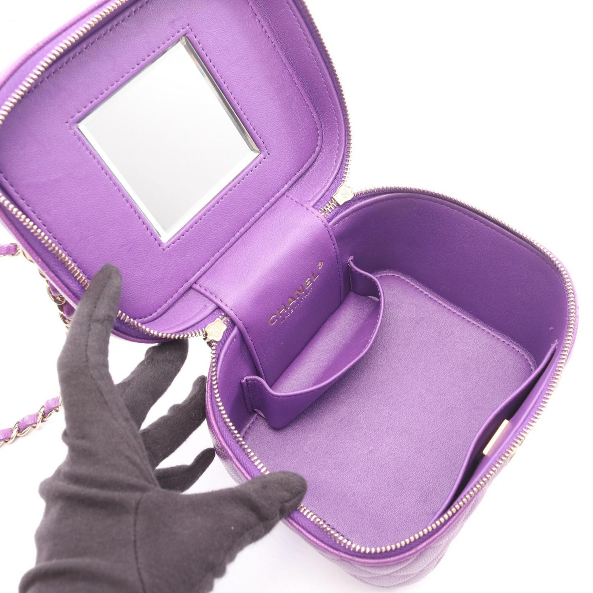 Chanel Purple Grained Calfskin Handbag Shoulder Bag Vanity Bag (Pre-Owned)
